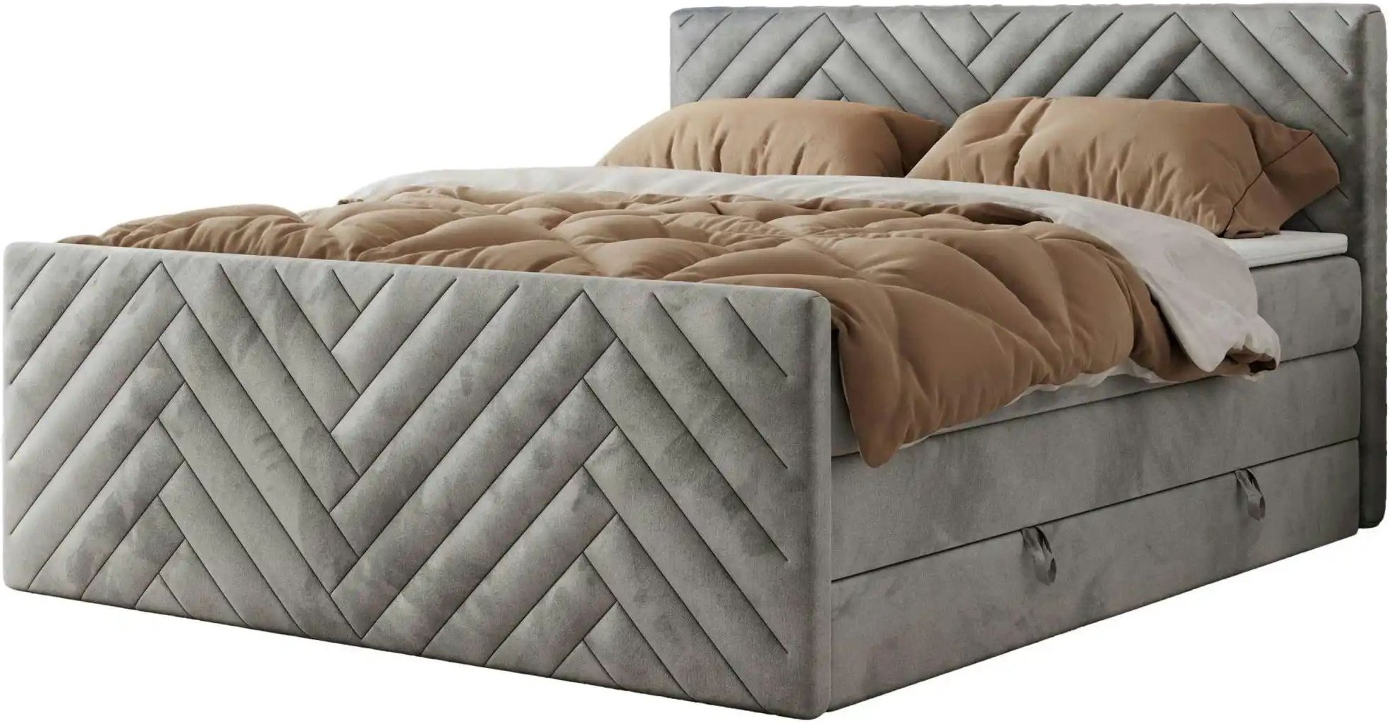 Boxspringbett mit Bettkasten Paris King Duo ¦ grau ¦ Maße (cm): B: 201 H: 110 Betten > Boxspringbetten - Höffner