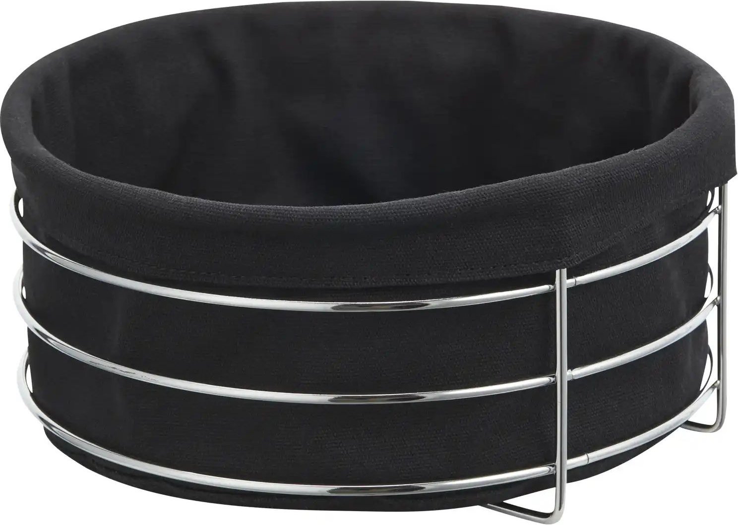 KHG Brotkorb ¦ schwarz ¦ Edelstahl,Textil ¦ Maße (cm): H: 10,7 Ø: 23.5 Küchenzubehör & Helfer > Brot Aufbewahrung - H...