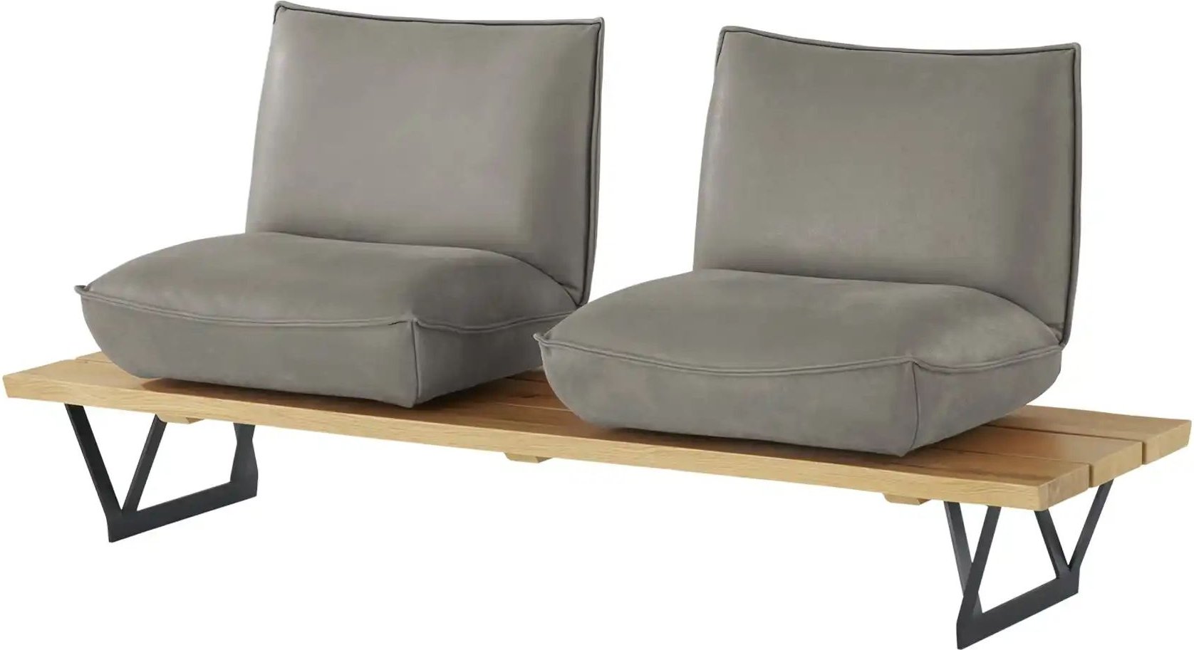 KOINOR Kufenbank Leder Schwof ¦ grau ¦ Maße (cm): B: 190 H: 88 T: 70.0 Bänke > Einzelbänke - Höffner