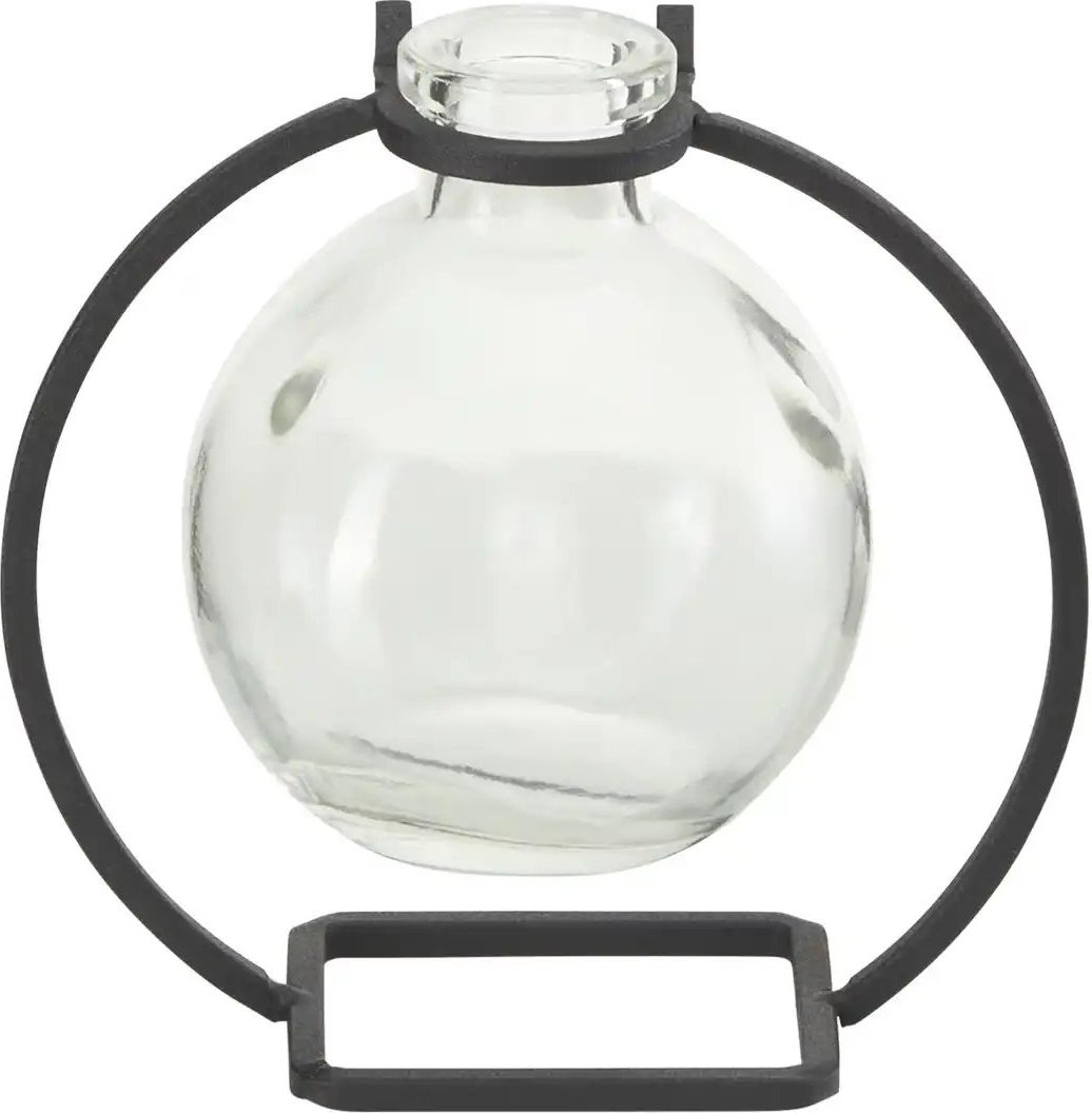 Vase mit Metallständer ¦ transparent/klar ¦ Glas,Metall ¦ Maße (cm): B: 11,8 H: 11,6 T: 7.6 Accessoires > Vasen - Höff...