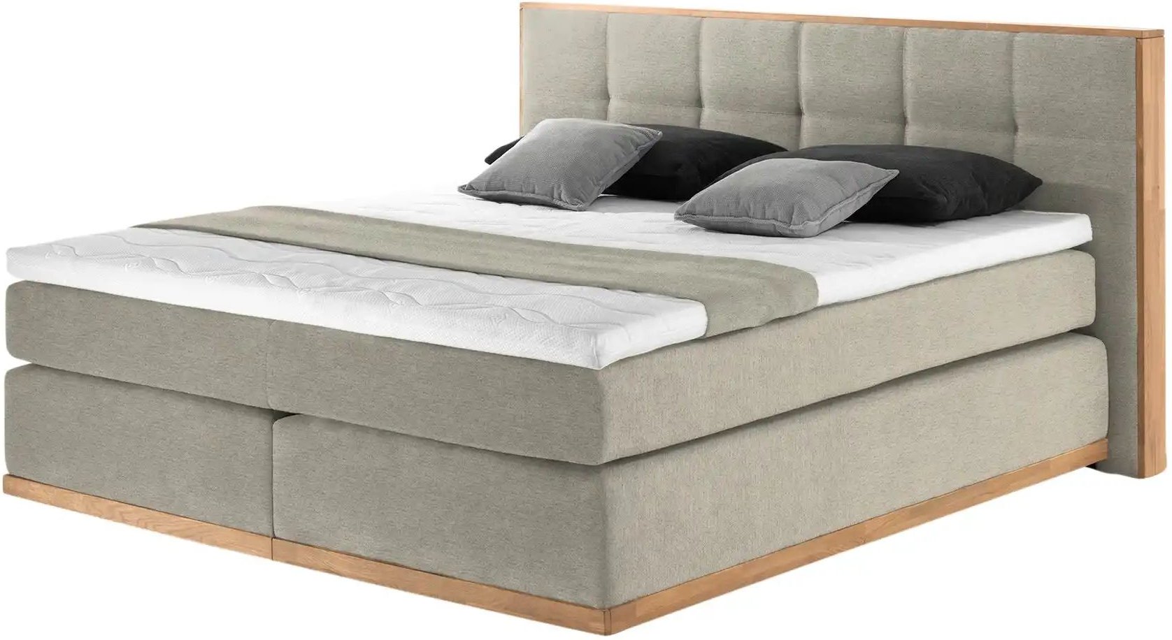 uno Massivholz-Boxspringbett  Luca ¦ beige ¦ Maße (cm): B: 220 H: 112 Betten > Boxspringbetten - Höffner