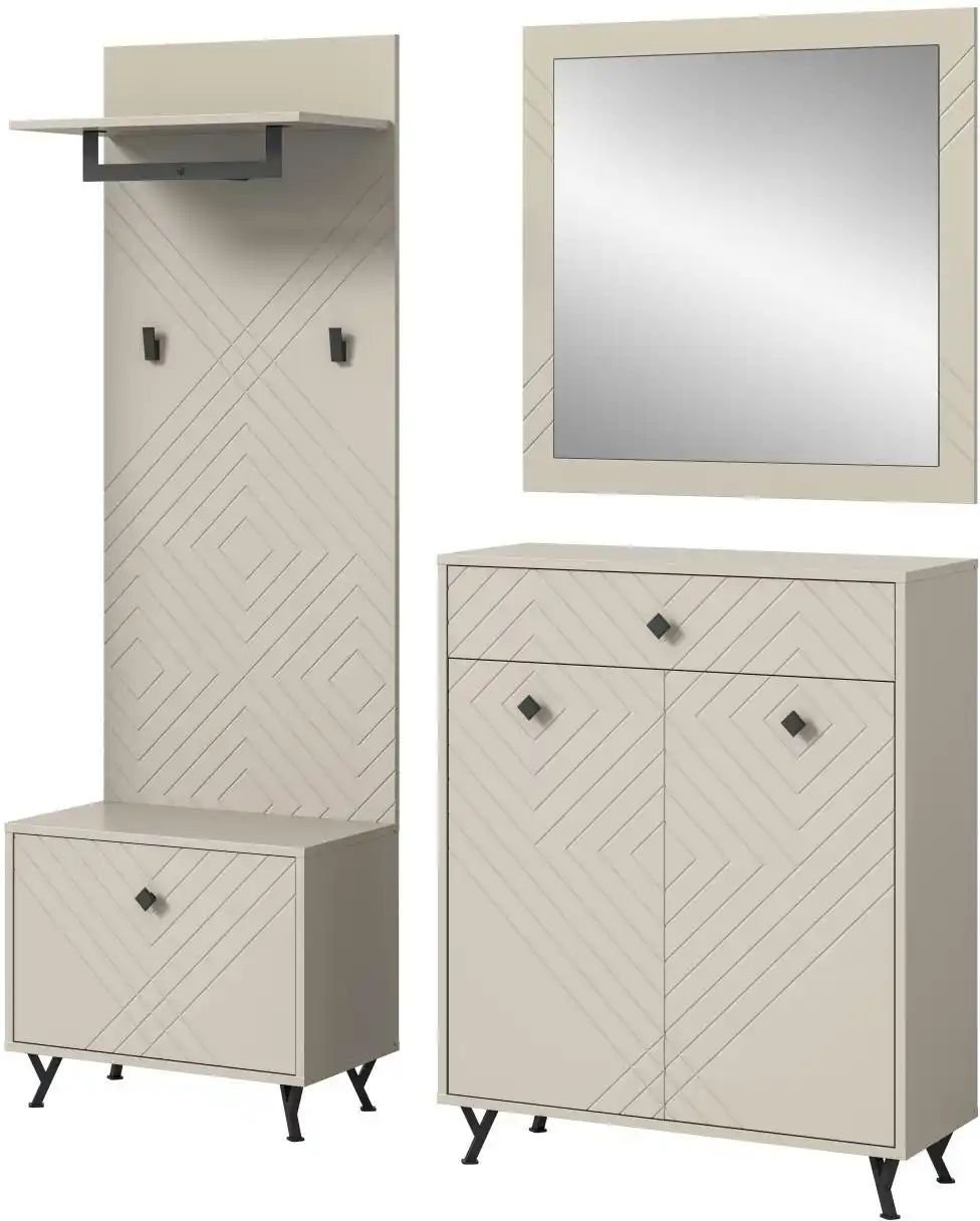 Garderobenkombination Notes ¦ beige ¦ Maße (cm): B: 195 H: 190 T: 35.0 Garderoben & Kleiderstangen > Garderobensysteme ...