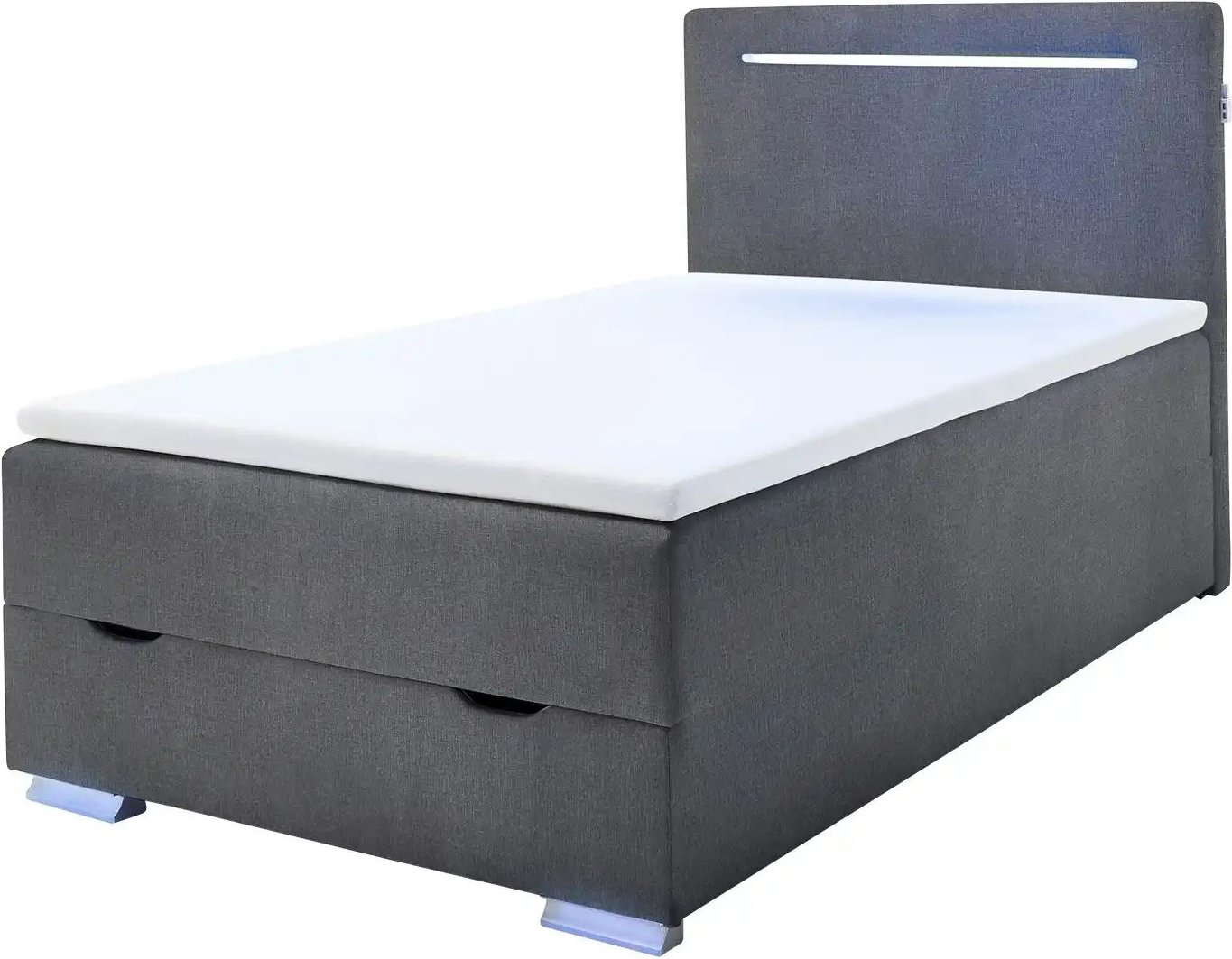 Boxspringbett mit LED-Beleuchtung 120/200 cm Knight ¦ grau ¦ Maße (cm): B: 123 H: 110 Betten > Boxspringbetten - Höffne...