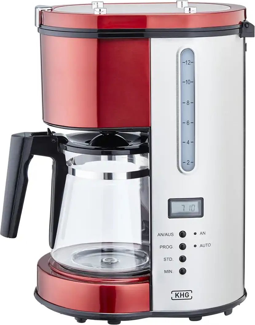 KHG Kaffeeautomat KA-114 (MRE) ¦ rot ¦ Glas,Metall,Kunststoff ¦ Maße (cm): B: 19 H: 38 T: 27.0 Elektrokleingeräte > Kaf...
