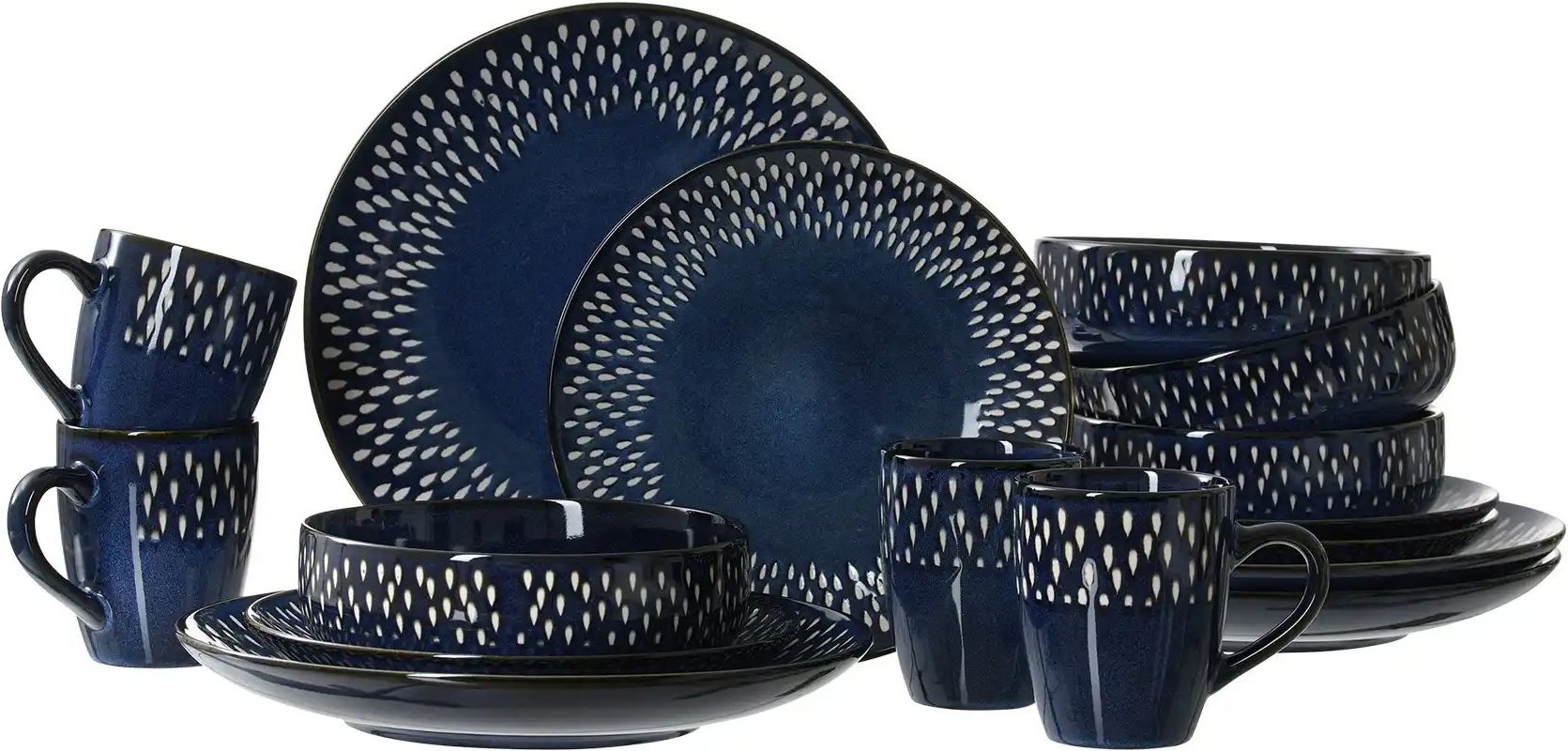 Ritzenhoff & Breker Kombiservice 16-tlg. Laguna ¦ blau ¦ Steinzeug/Steingut ¦ Maße (cm): B: 32 H: 32 Geschirr > Geschir...