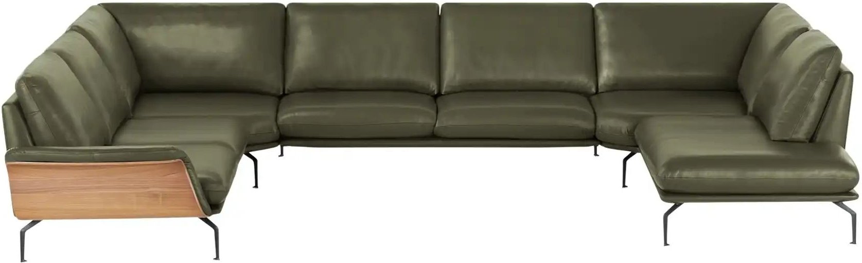 Nils Olsen Leder-Wohnlandschaft Alva ¦ grün ¦ Maße (cm): B: 404 H: 87 T: 309.0 Polstermöbel > Sofas > Wohnlandschaften ...