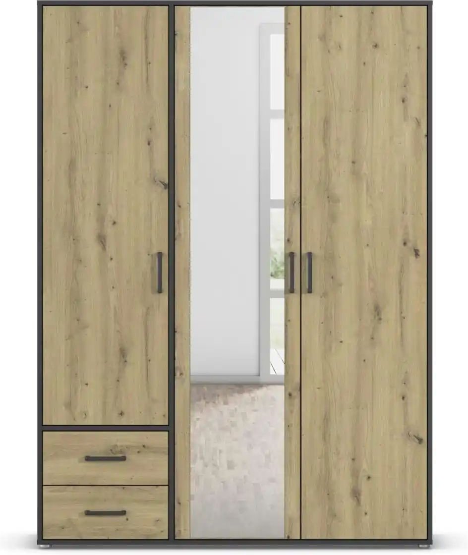 Drehtürenschrank Yarm ¦ grau ¦ Maße (cm): B: 140 H: 194 Schränke > Kleiderschränke > Drehtürenschränke - Höffner