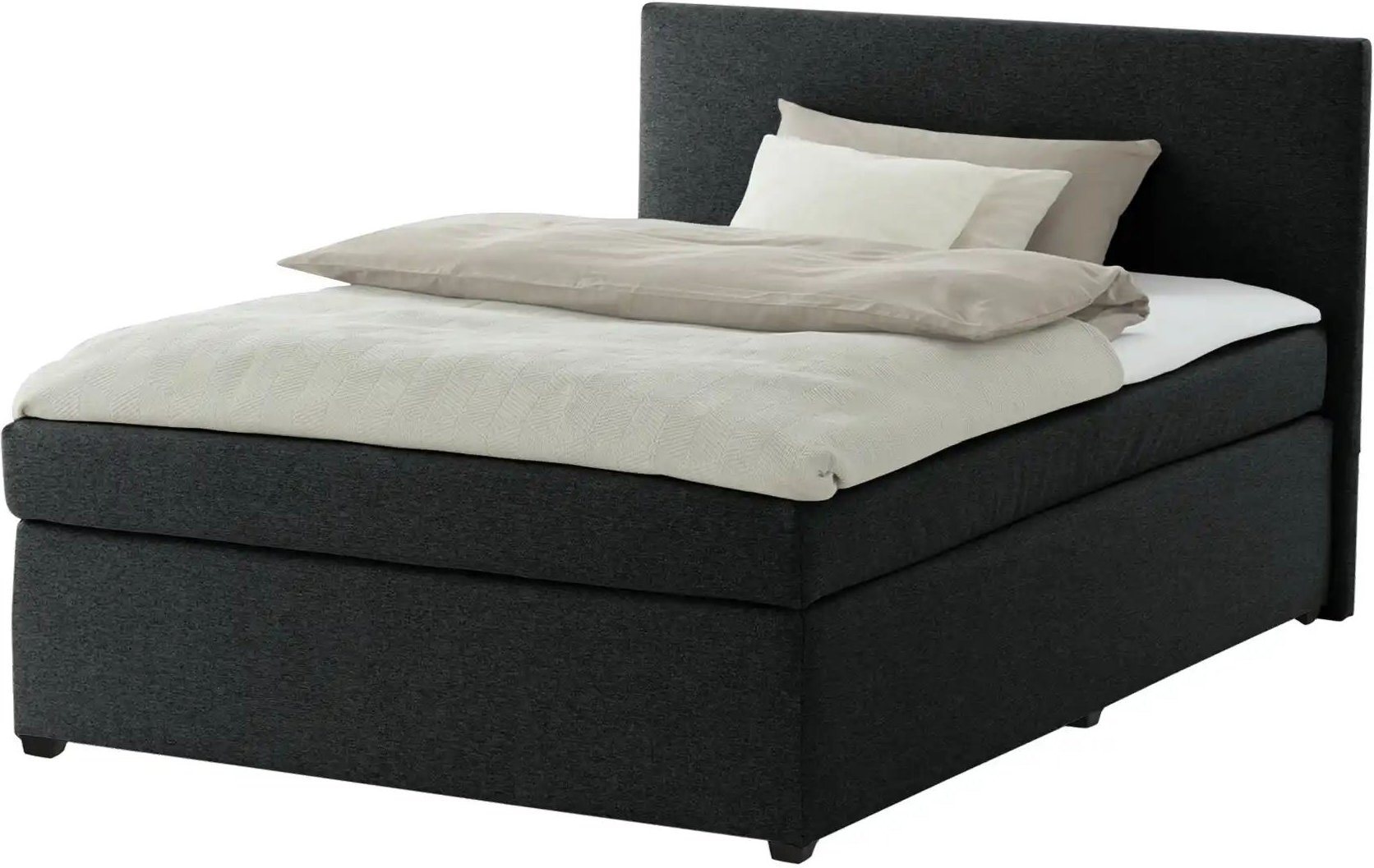 Boxspringbett mit Matratze und Topper H3 Duke ¦ schwarz ¦ Maße (cm): B: 127 H: 104 Betten > Boxspringbetten - Höffner