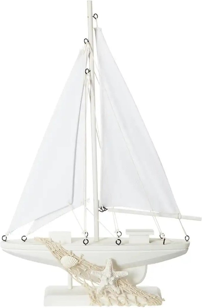 HOME STORY Deko Segelboot ¦ weiß ¦ Polyresin (Kunstharz),Baumwolle ¦ Maße (cm): B: 23 H: 34,5 T: 4.5 Accessoires > Dek...