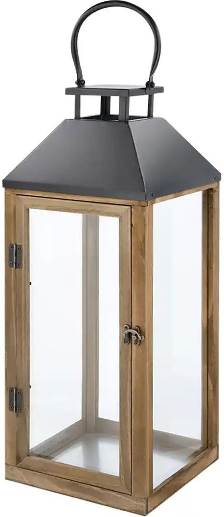 Laterne   ¦ holzfarben ¦ Metall,Stahl,Glas ¦ Maße (cm): B: 22,8 H: 57,8 T: 22.0 Accessoires > Kerzen & Kerzenständer - H...