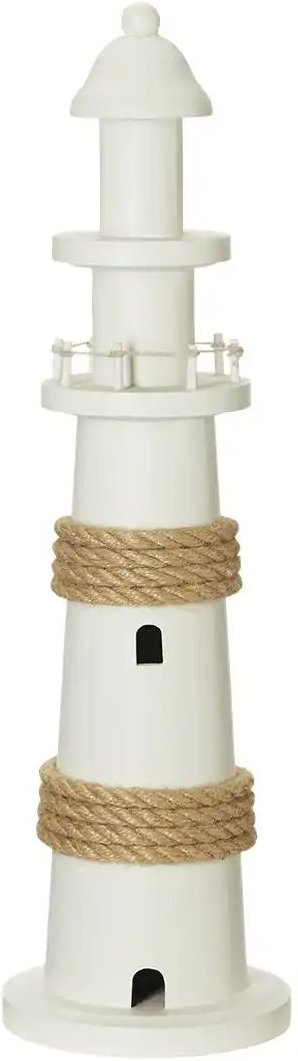 HOME STORY Deko Leuchtturm ¦ weiß ¦ Massivholz,Naturfaser ¦ Maße (cm): H: 42 Ø: 10.5 Accessoires > Dekoartikel - Höffn...