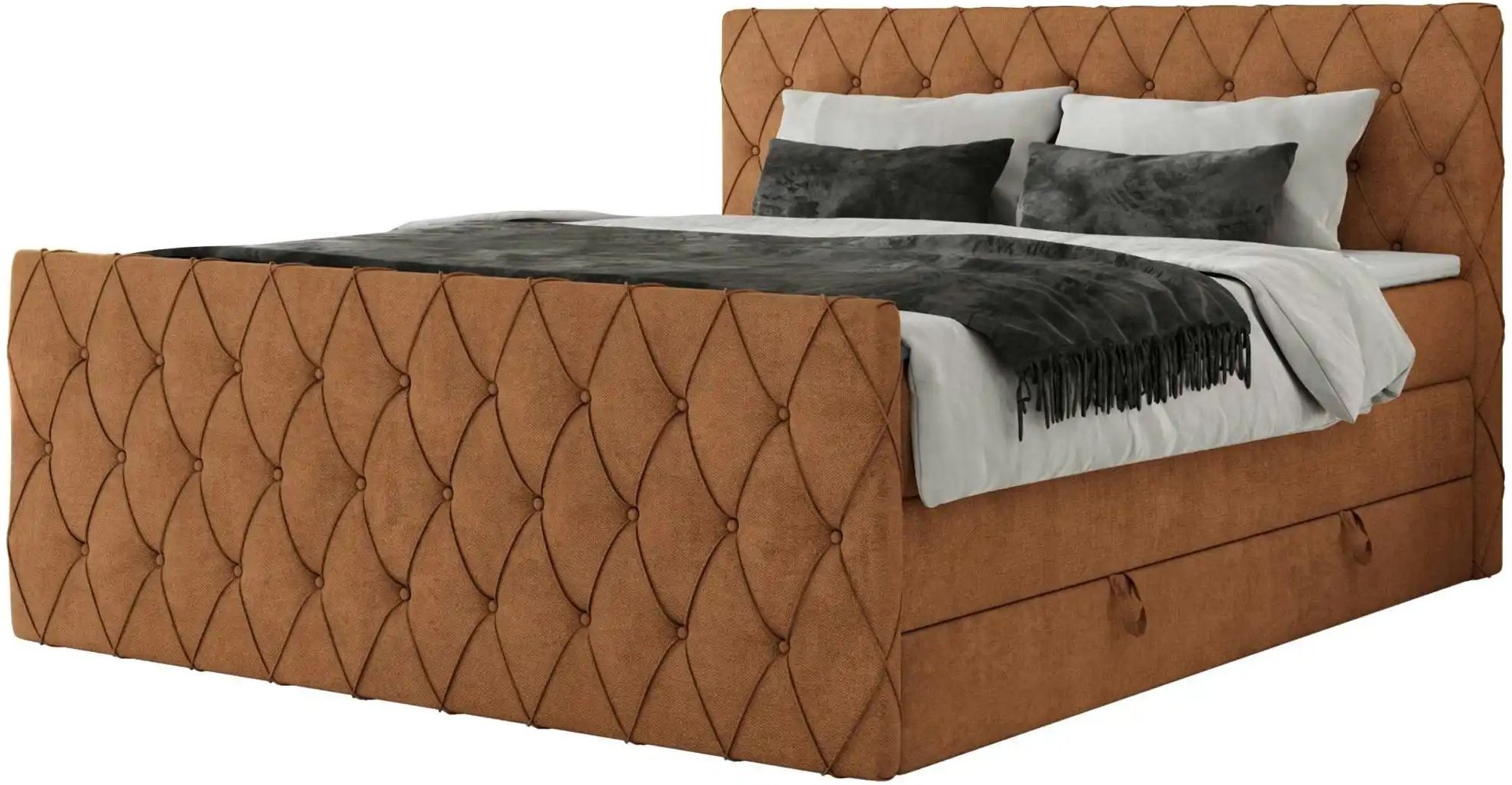Boxspringbett mit Bettkasten Miren King Duo ¦ orange ¦ Maße (cm): B: 201 H: 110 Betten > Boxspringbetten - Höffner