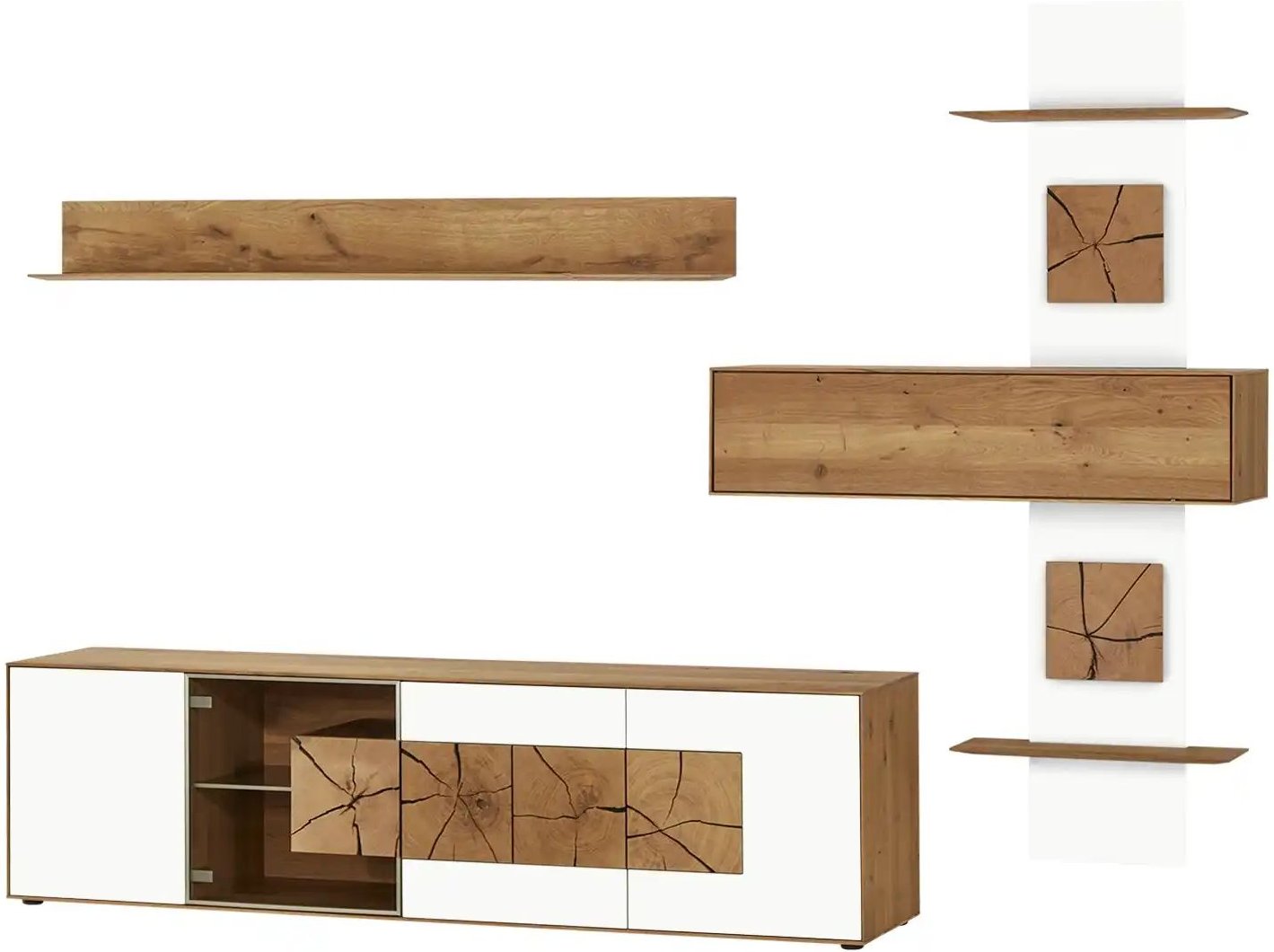 HARTMANN Wohnwand Caya ¦ weiß ¦ Maße (cm): B: 326 H: 226 T: 49.0 Kommoden & Sideboards > Wohnwände - Höffner