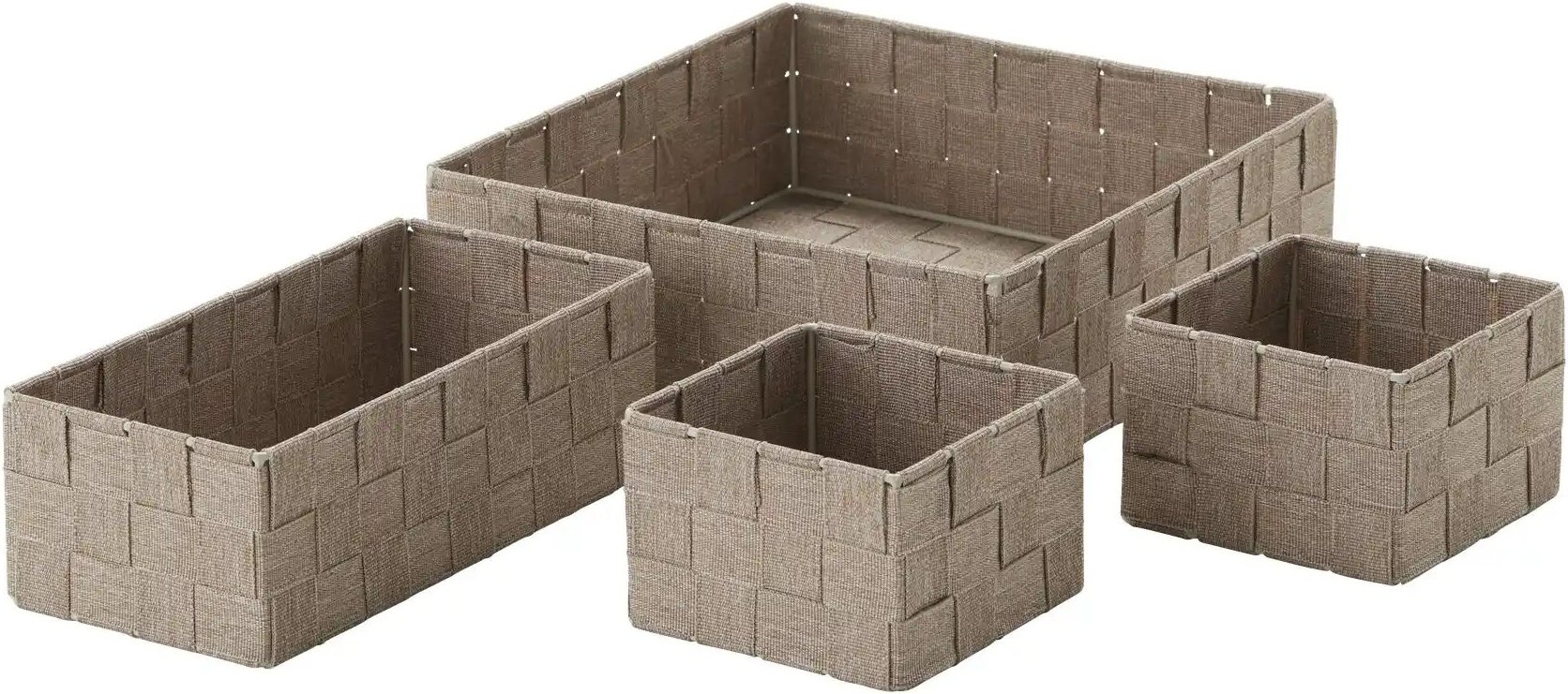 HOME STORY Aufbewahrungskorb 4er-Set ¦ braun ¦ Polyester,Metall ¦ Maße (cm): B: 26 H: 8,5 T: 26.0 Aufbewahrung > Körb...