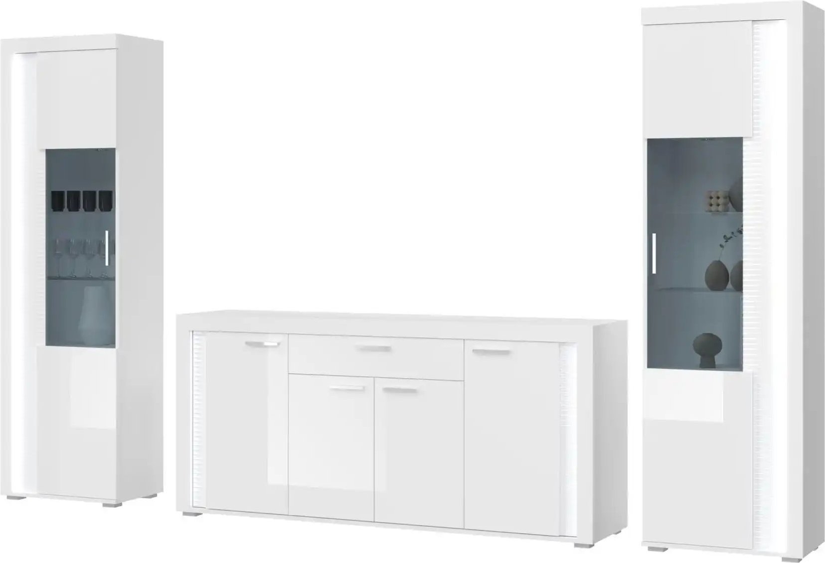 Wohnwand Silville ¦ weiß ¦ Maße (cm): B: 332 H: 202 T: 42.0 Kommoden & Sideboards > Wohnwände - Höffner