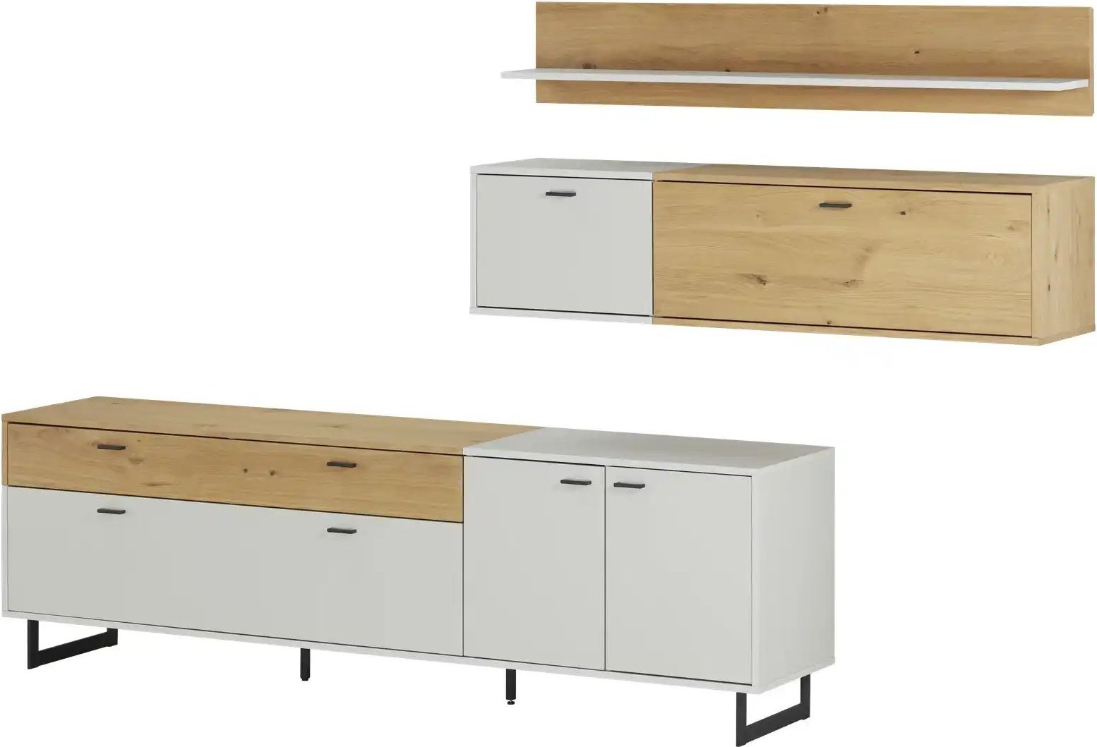 Woodford Wohnkombination Mario ¦ grau ¦ Maße (cm): B: 294 H: 179 T: 46.0 Kommoden & Sideboards > Wohnwände - Höffner