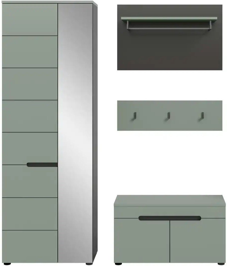 Garderobenkombination 4-teilig Canu ¦ grau ¦ Maße (cm): B: 160 H: 190 Garderoben & Kleiderstangen > Garderobensysteme -...