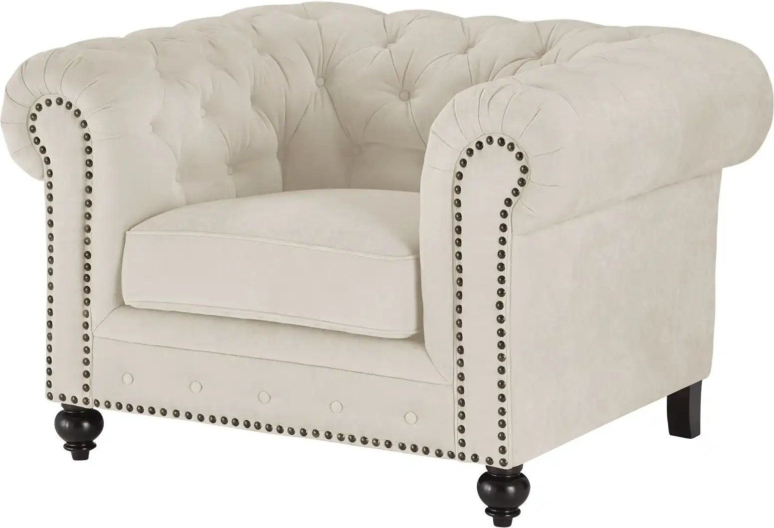 Thumbnail - uno Sessel Chesterfield Stoff ¦ creme ¦ Maße (cm): B: 124 H: 80 T: 100.0 Polstermöbel > Sessel > Polstersessel - Höffne...