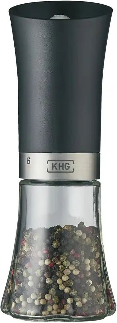 KHG Gravitations- Salz- und Pfeffermühle ¦ transparent/klar ¦ Glas,Edelstahl ¦ Maße (cm): H: 21 Ø: 7.5 Küchenzubehör ...