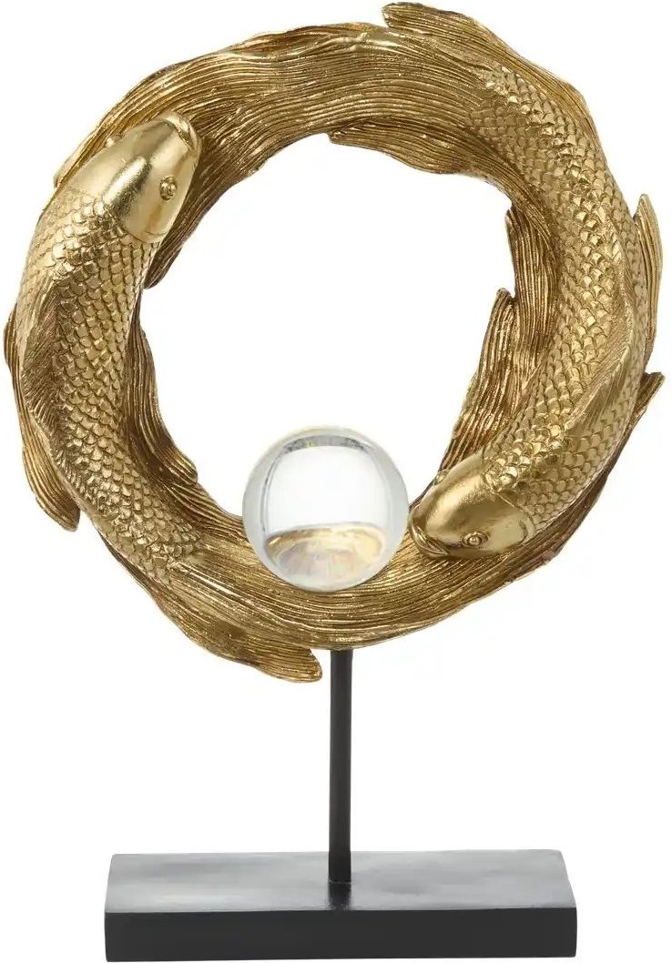 HOME STORY Deko Figur Goldfisch ¦ gold ¦ Polyresin (Kunstharz),Eisen ¦ Maße (cm): B: 23,5 H: 33,5 T: 9.0 Accessoires >...