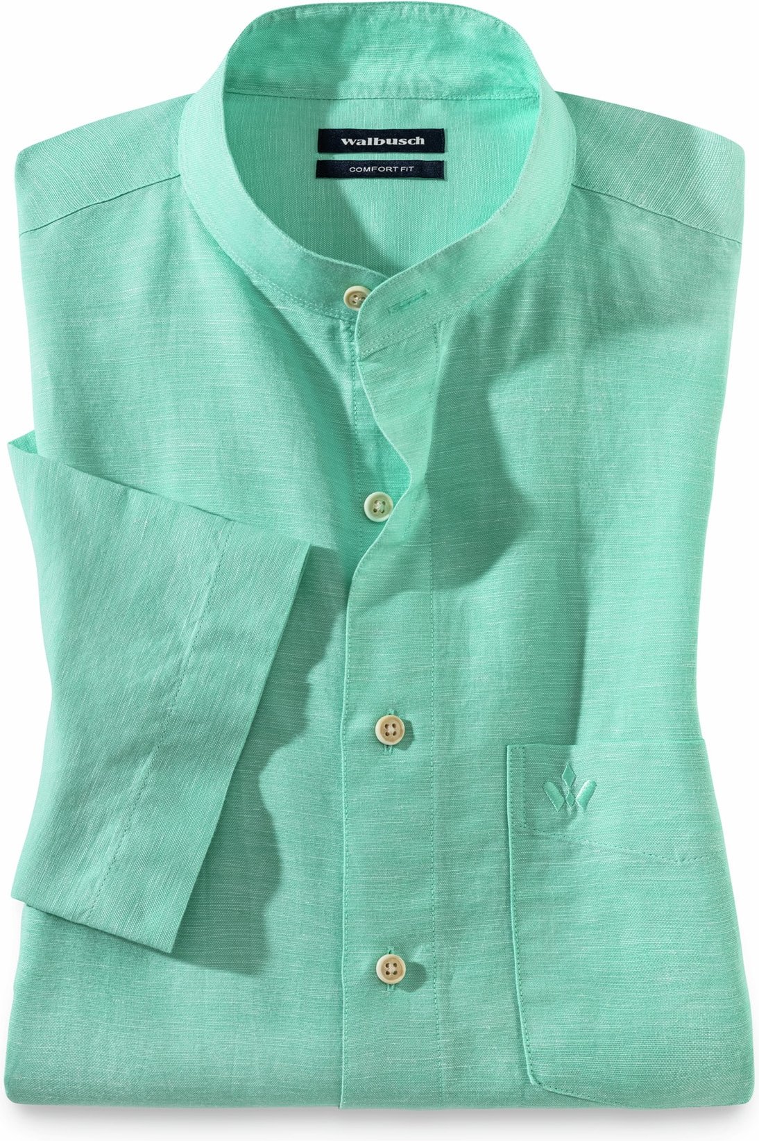 Stehkragen-Leinenhemd