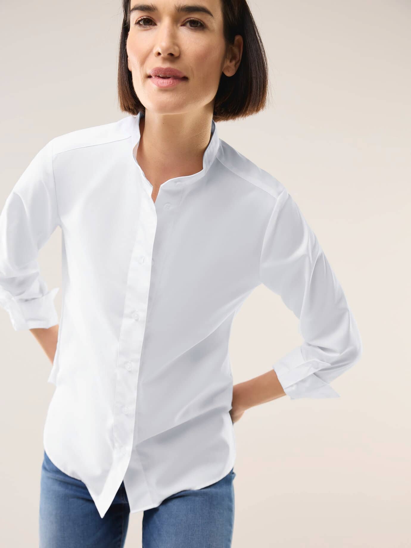 Extraglatt Stehkragen Bluse