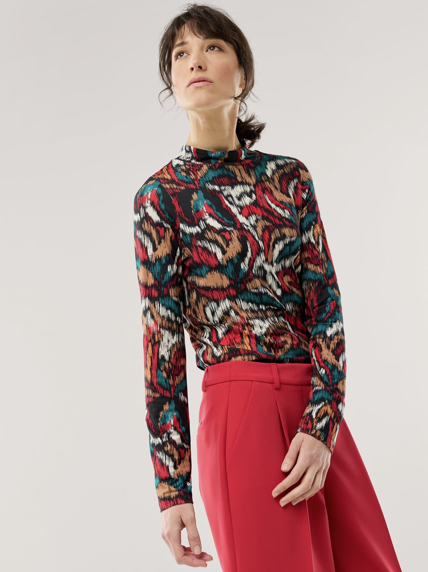 Stehbundshirt Moiree Blume