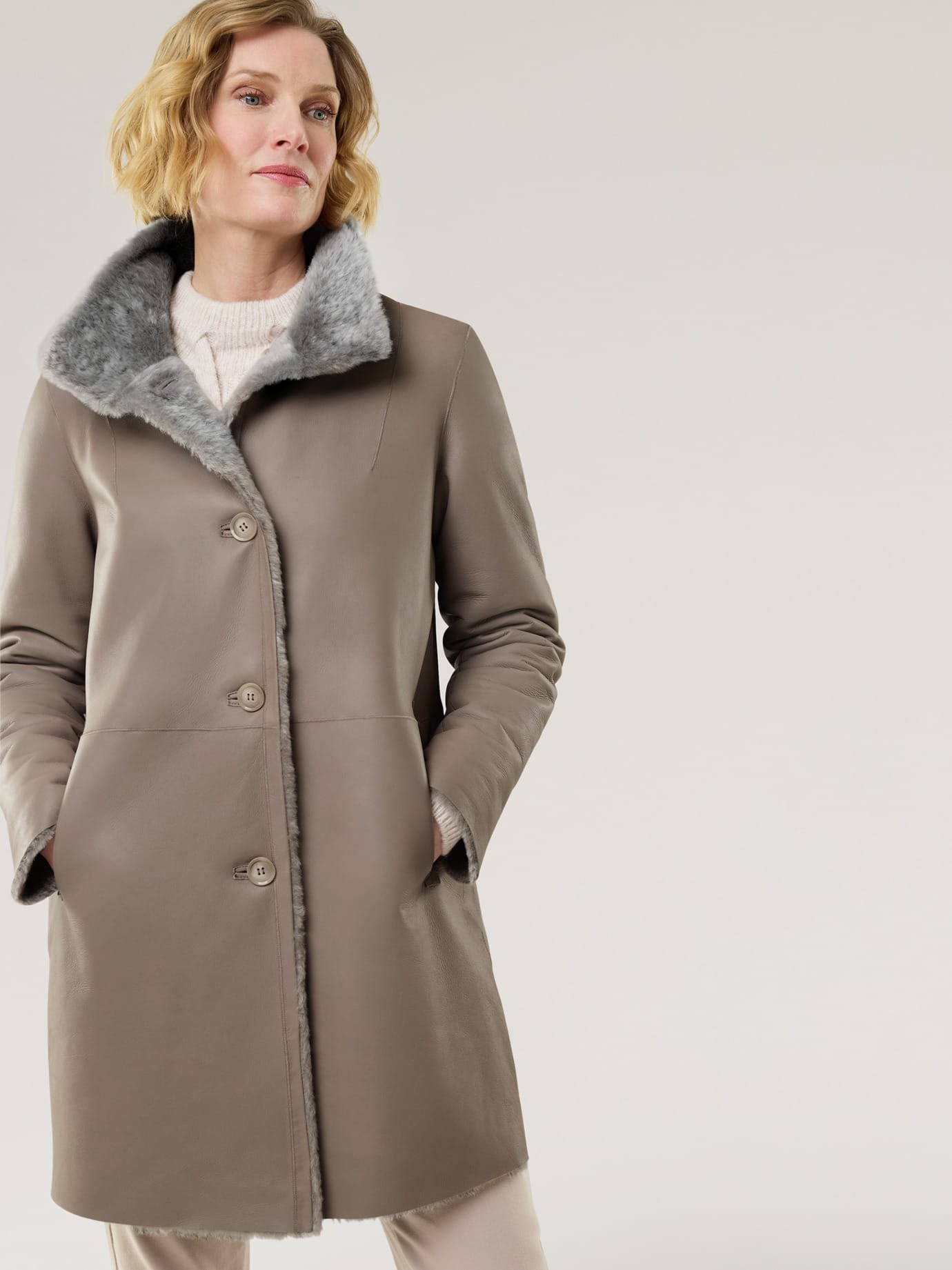 Premium Lammfell Wendemantel