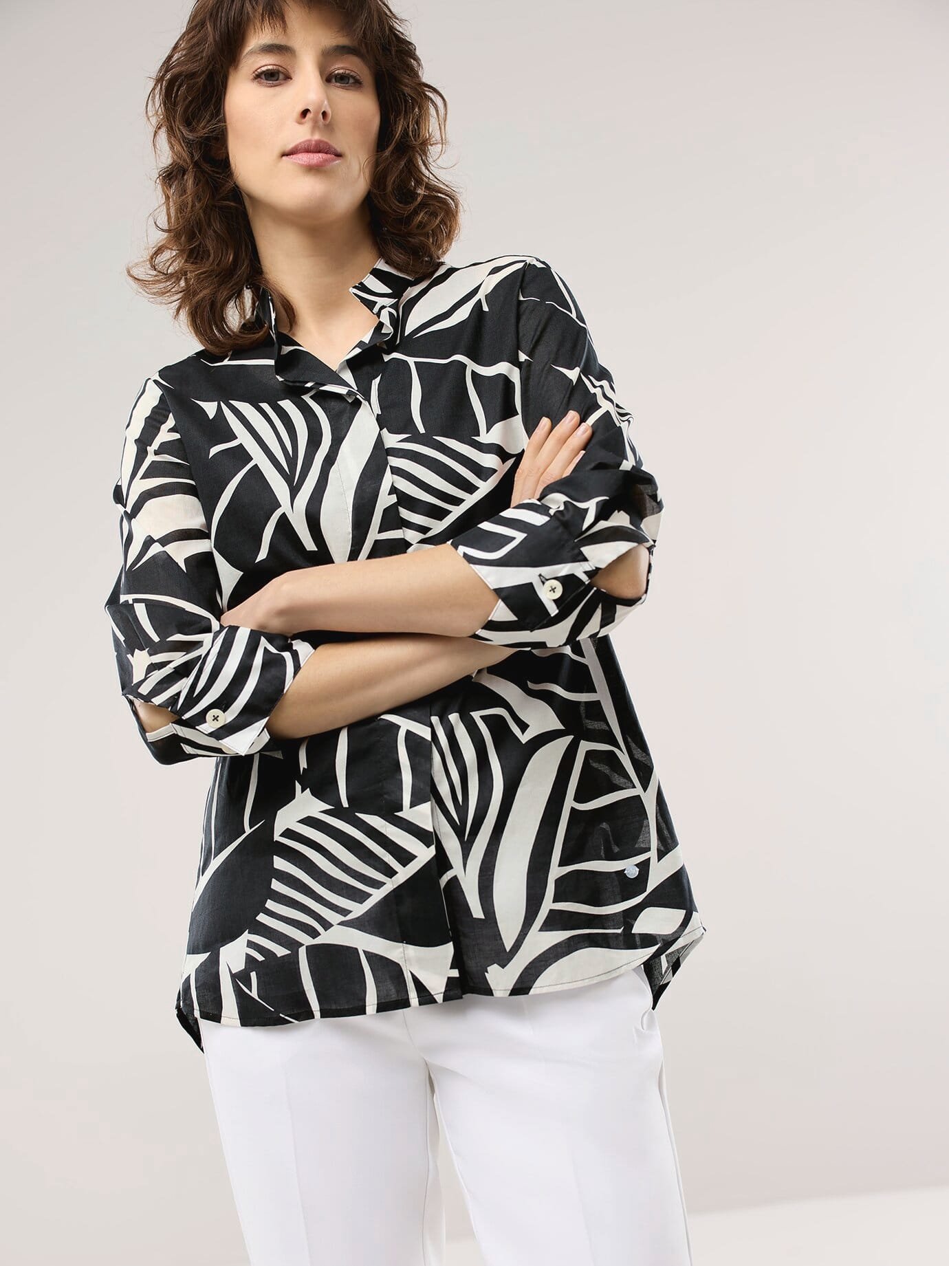 Tunika-Bluse mit Stehkragen