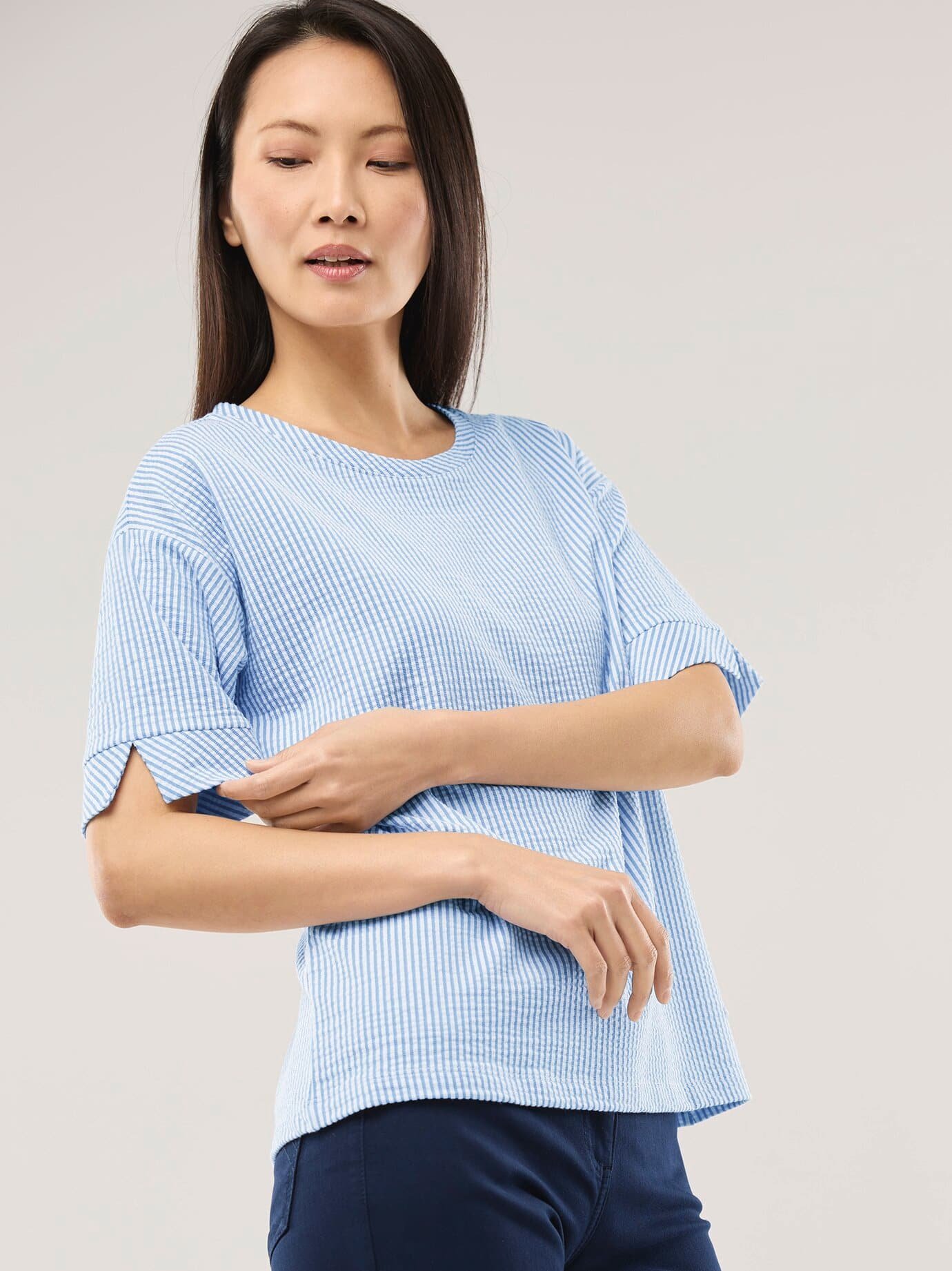 Streifenshirt Seersucker