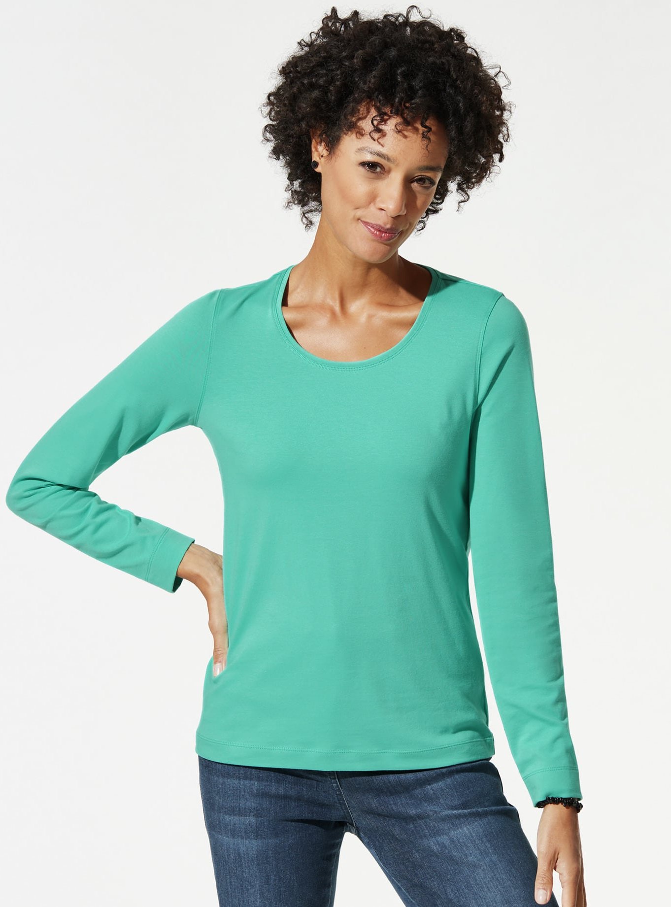 Baumwoll-Basic-Shirt Langarm