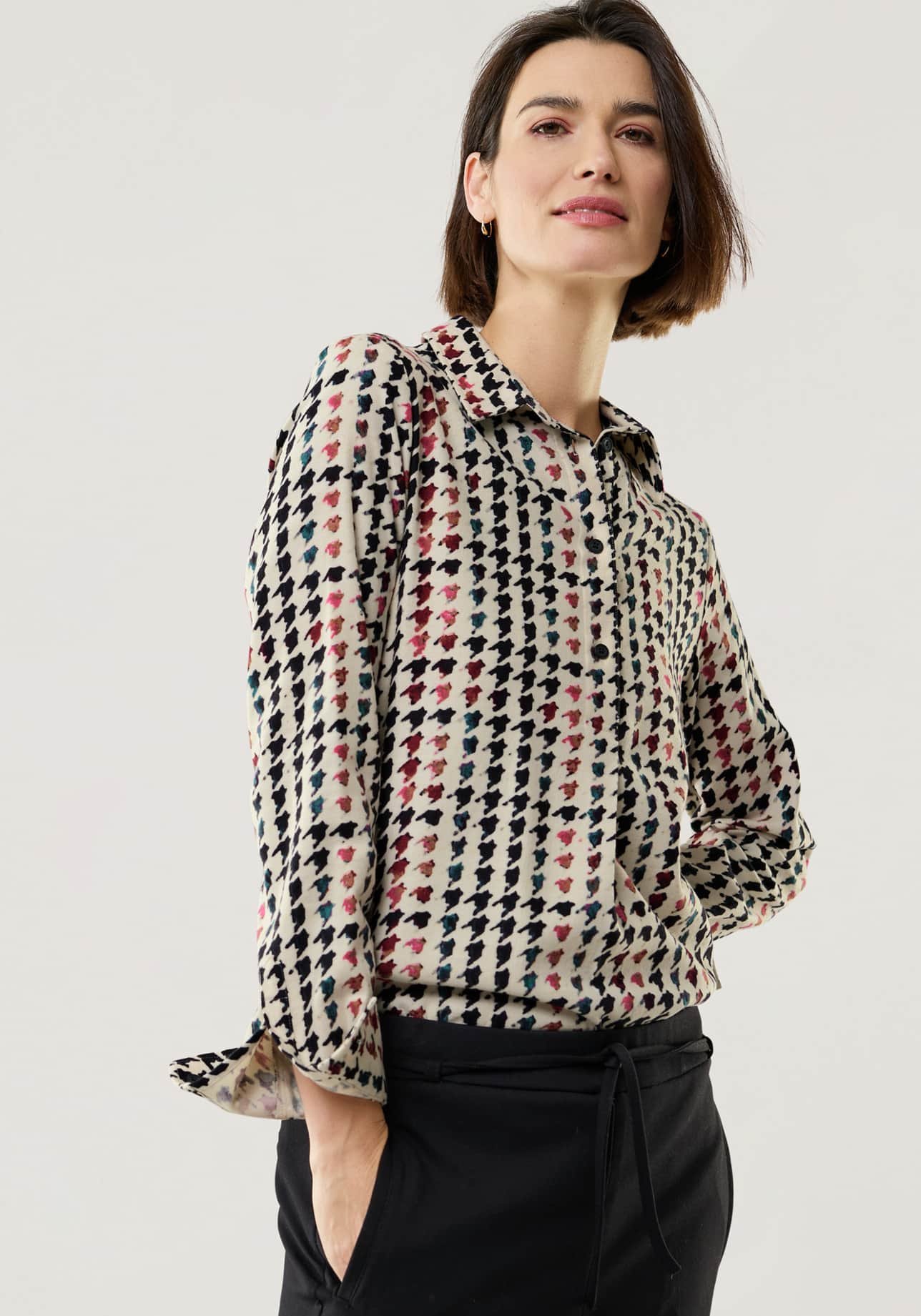 Soft-Flanell Polo-Bluse