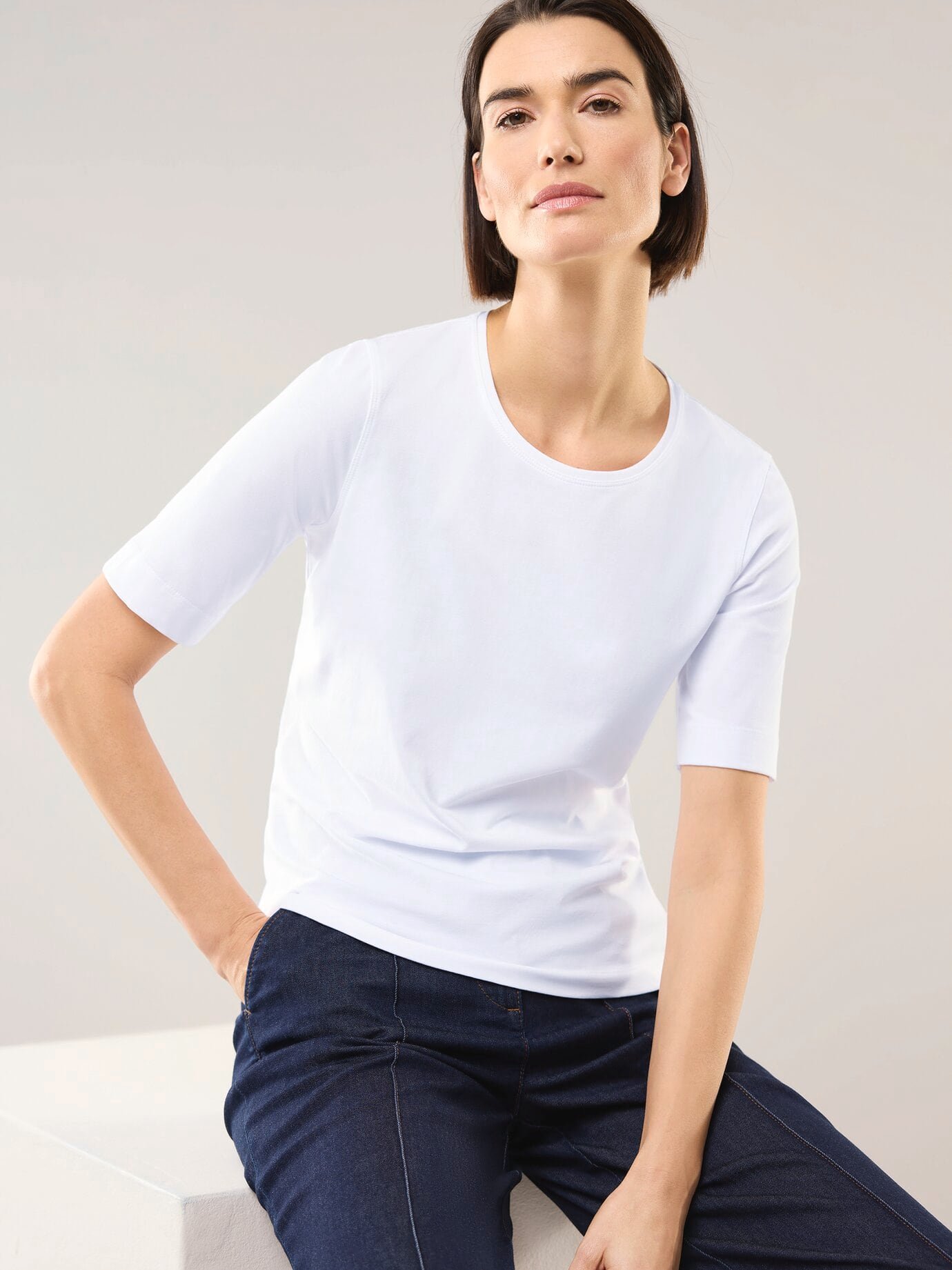 Baumwoll-Basic-Shirt Halbarm