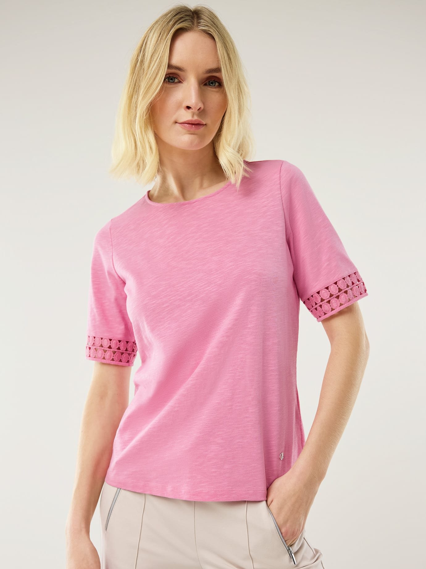 Baumwollshirt Dekospitze