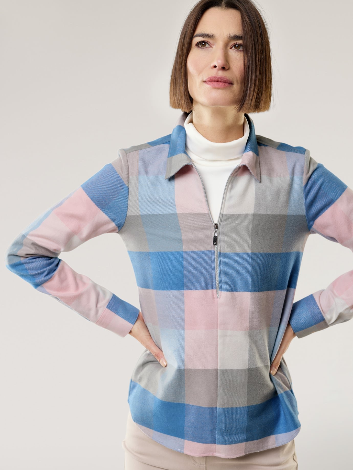 Kuschelflanell Zip-Bluse