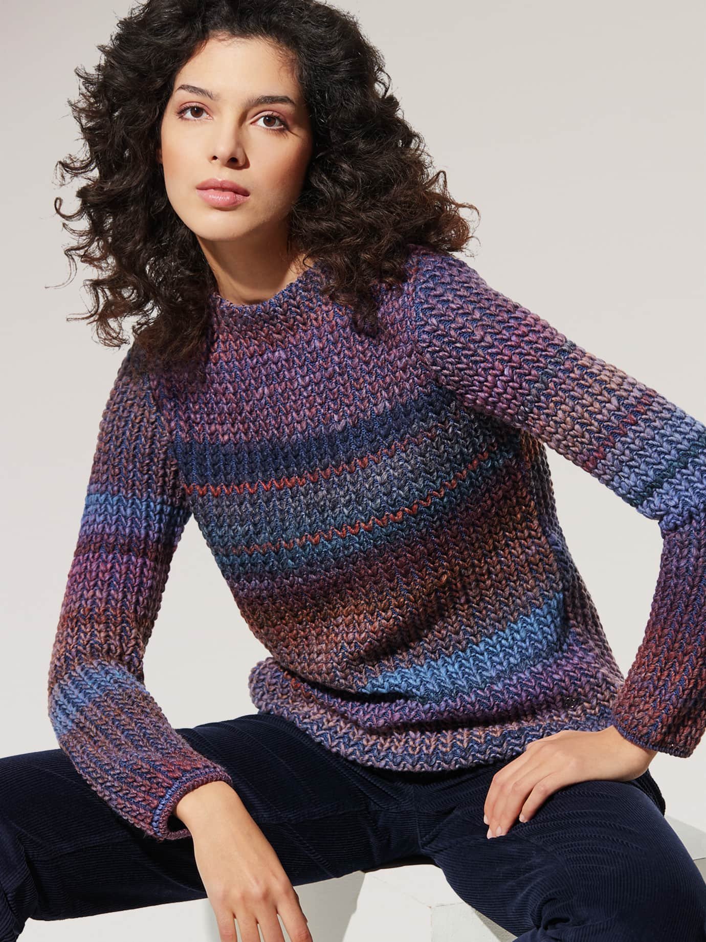 Grobstrick-Pullover Farbverlauf