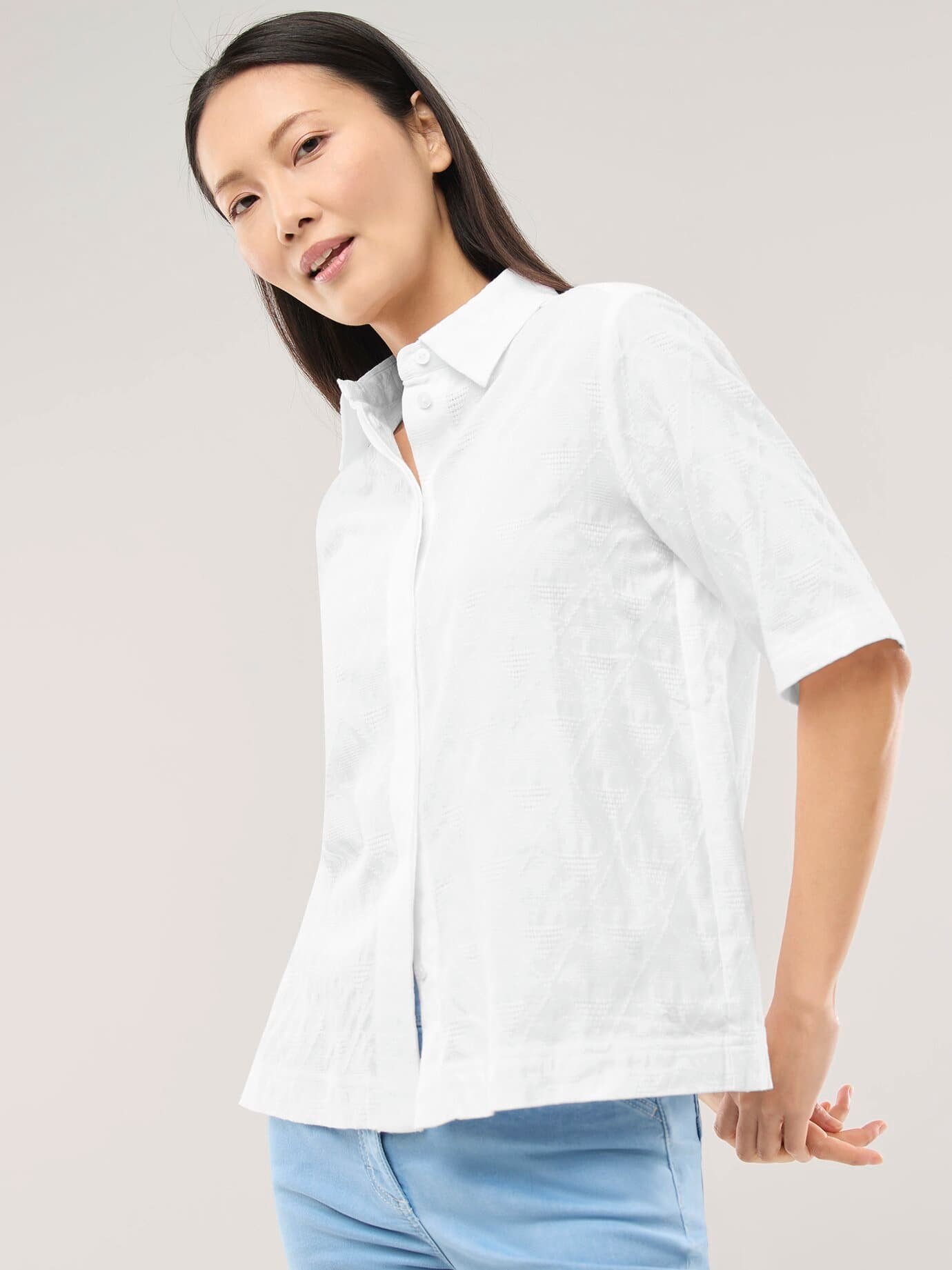 Hemdbluse aus Viskose Jacquard