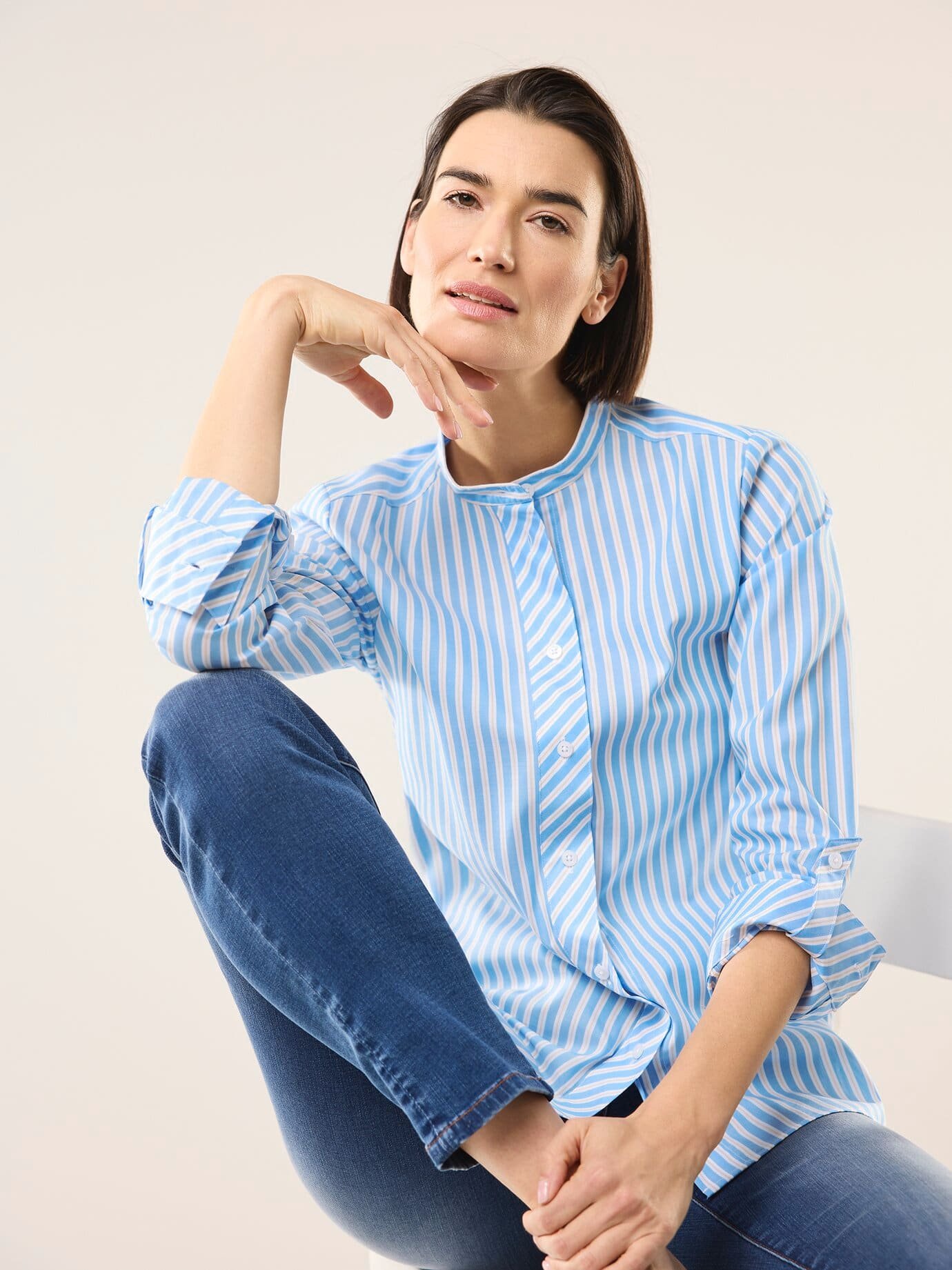 Extraglatt Stehkragen Bluse