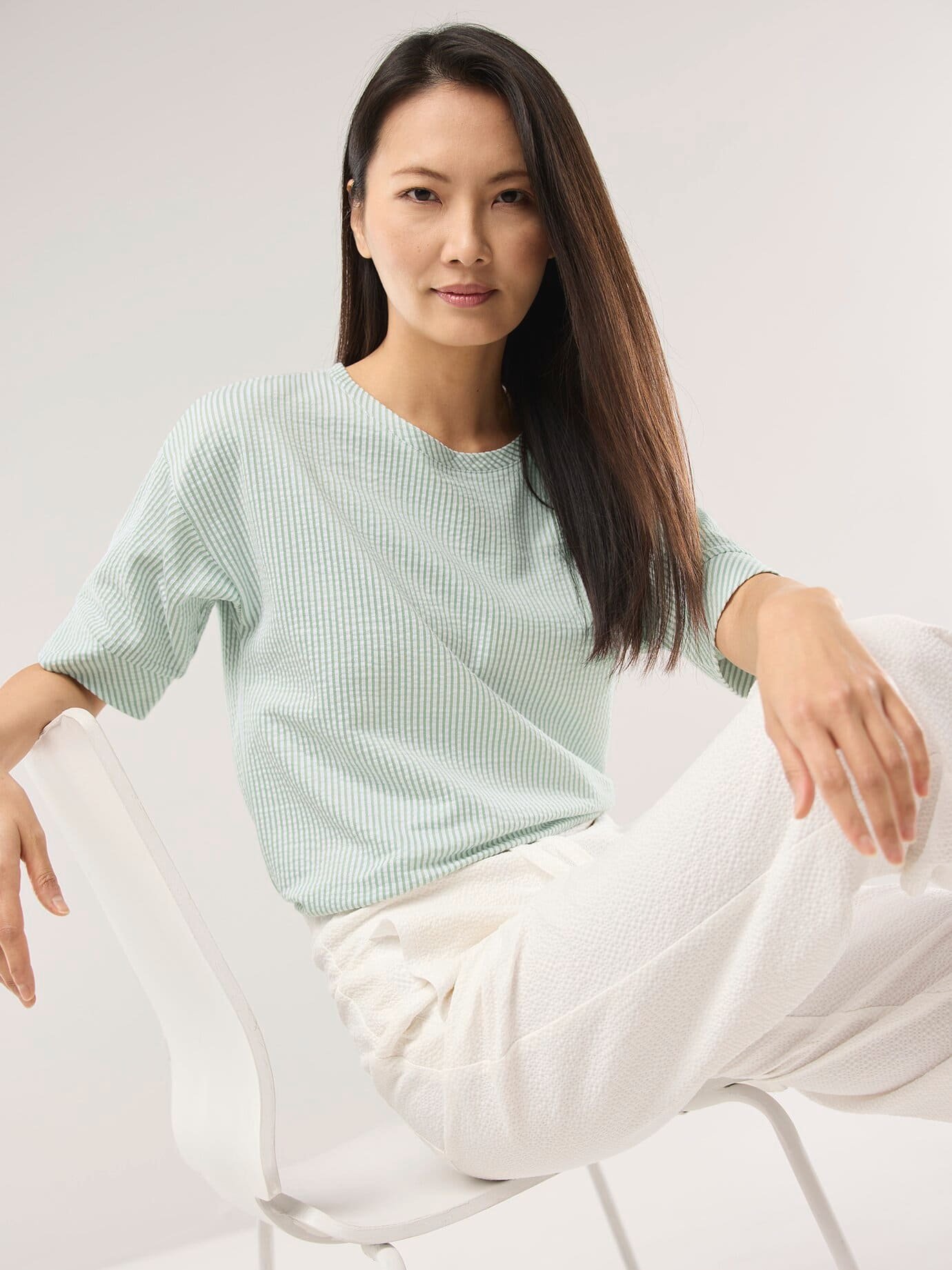 Streifenshirt Seersucker