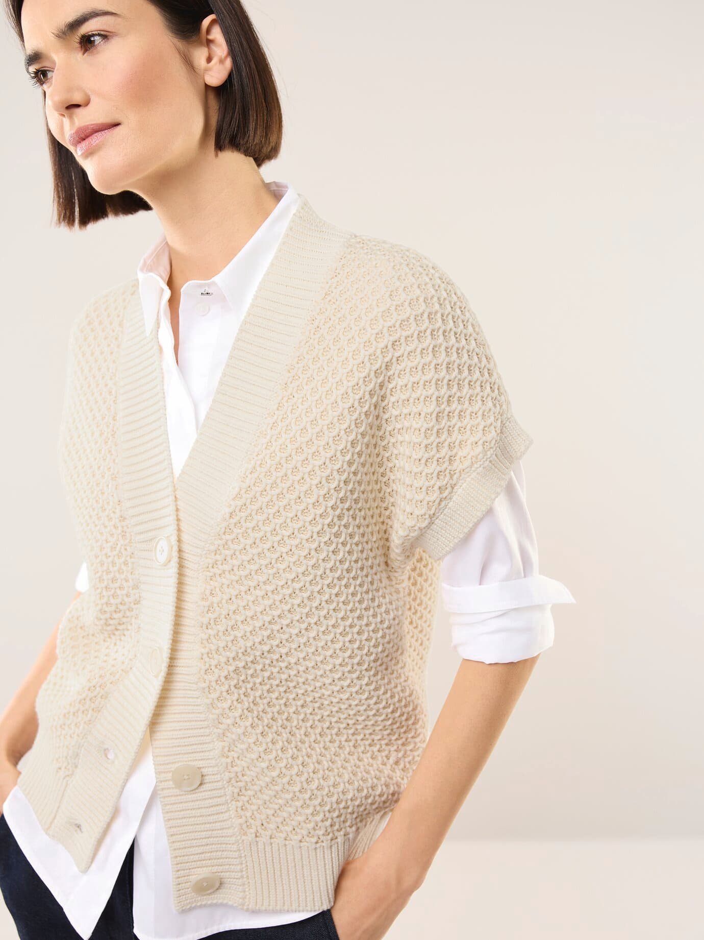 Strickweste mit Waffelstruktur