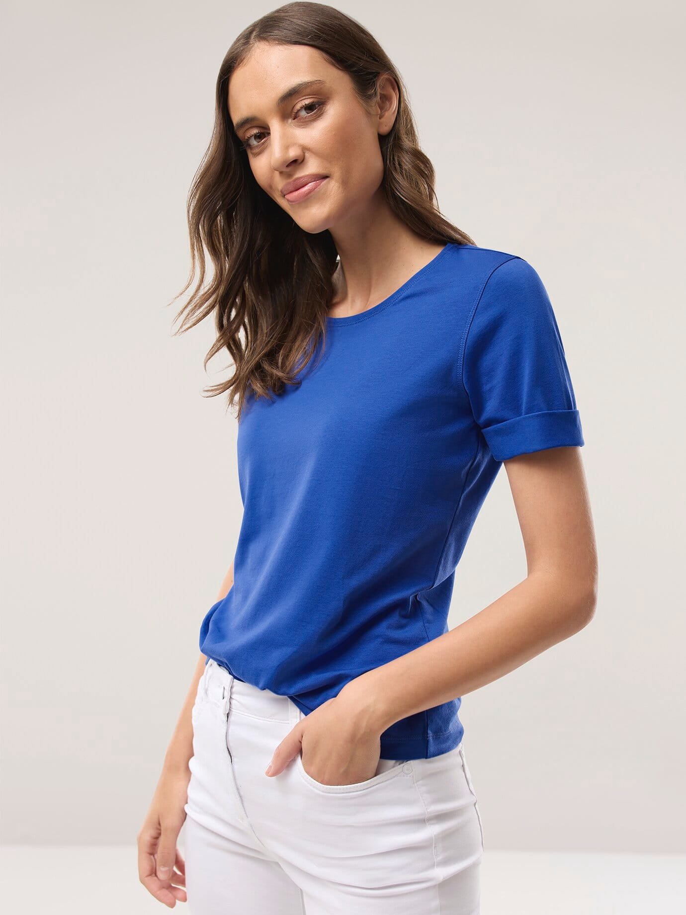 Baumwoll-Basic-Shirt Halbarm