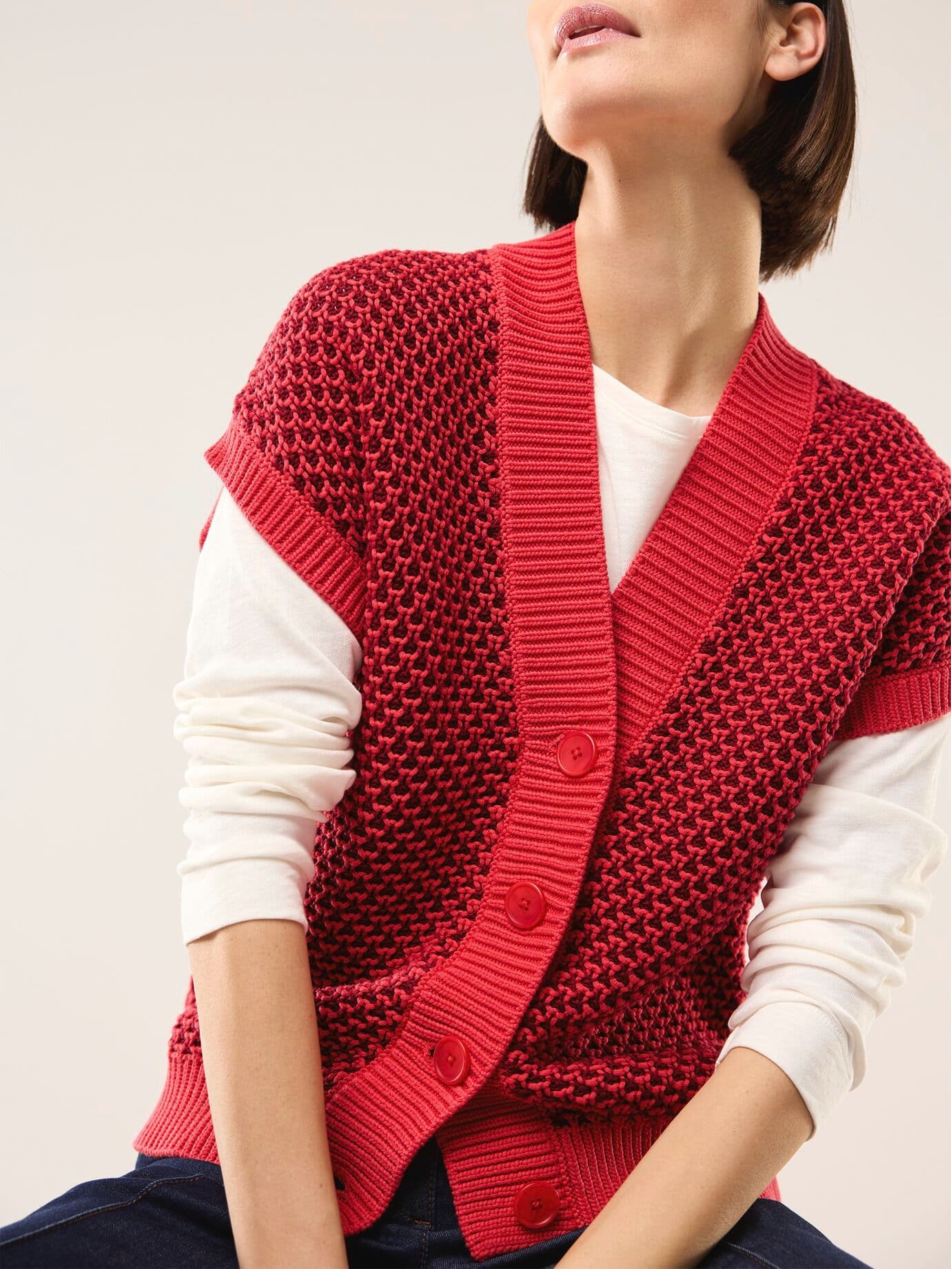 Strickweste mit Waffelstruktur