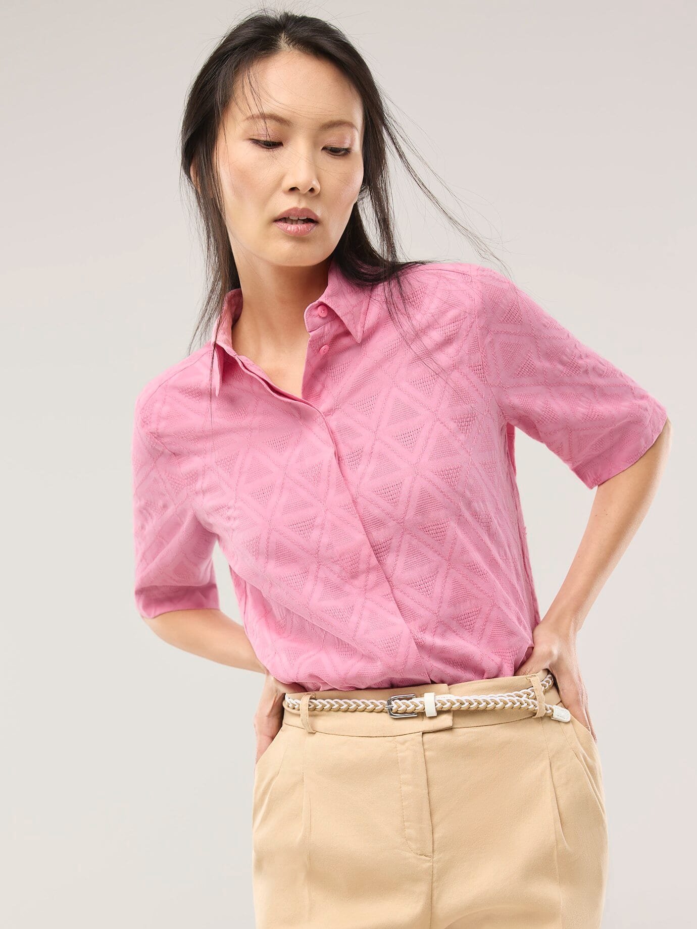 Hemdbluse aus Viskose Jacquard