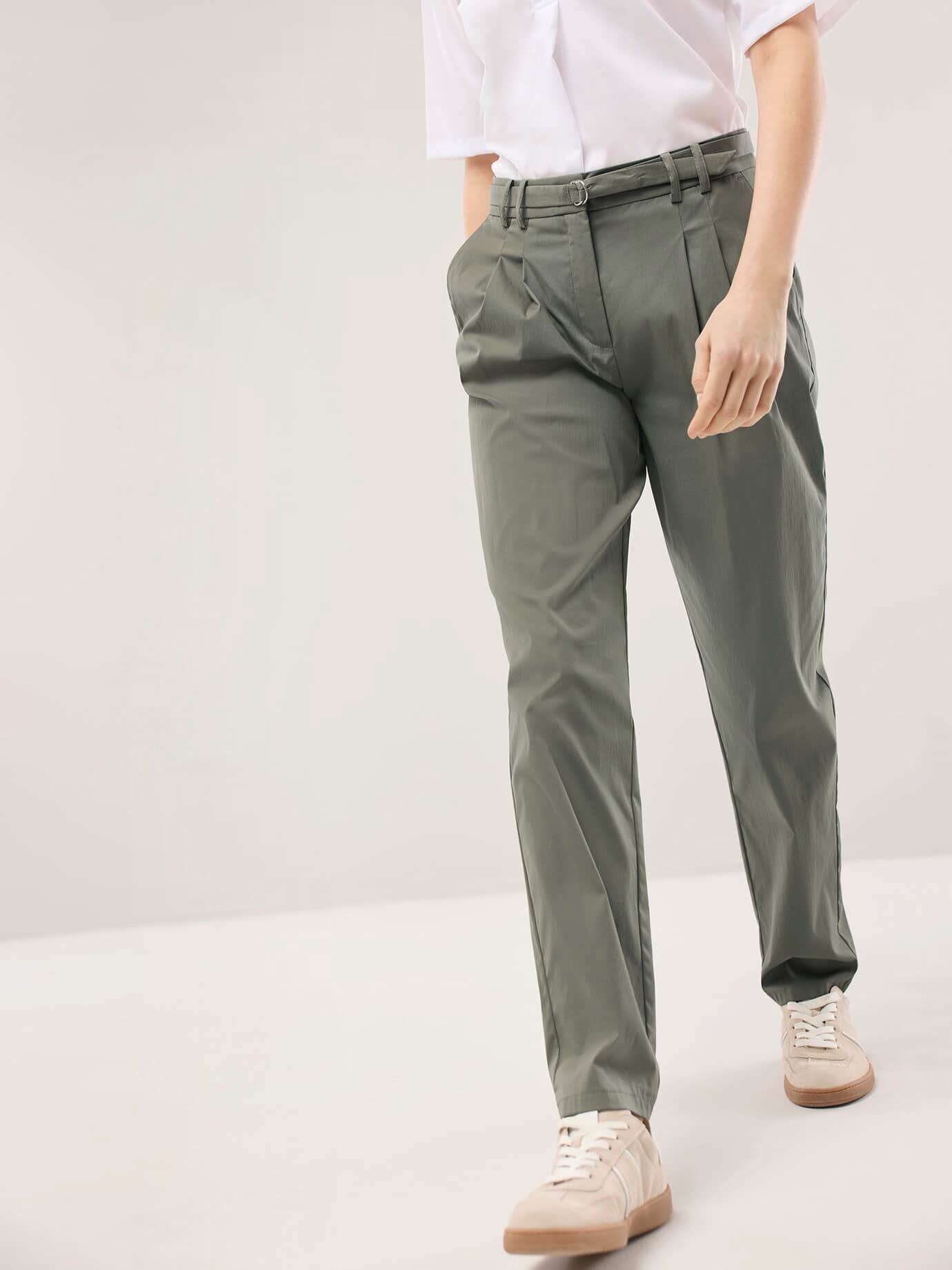 Bundfaltenhose aus Baumwollmix