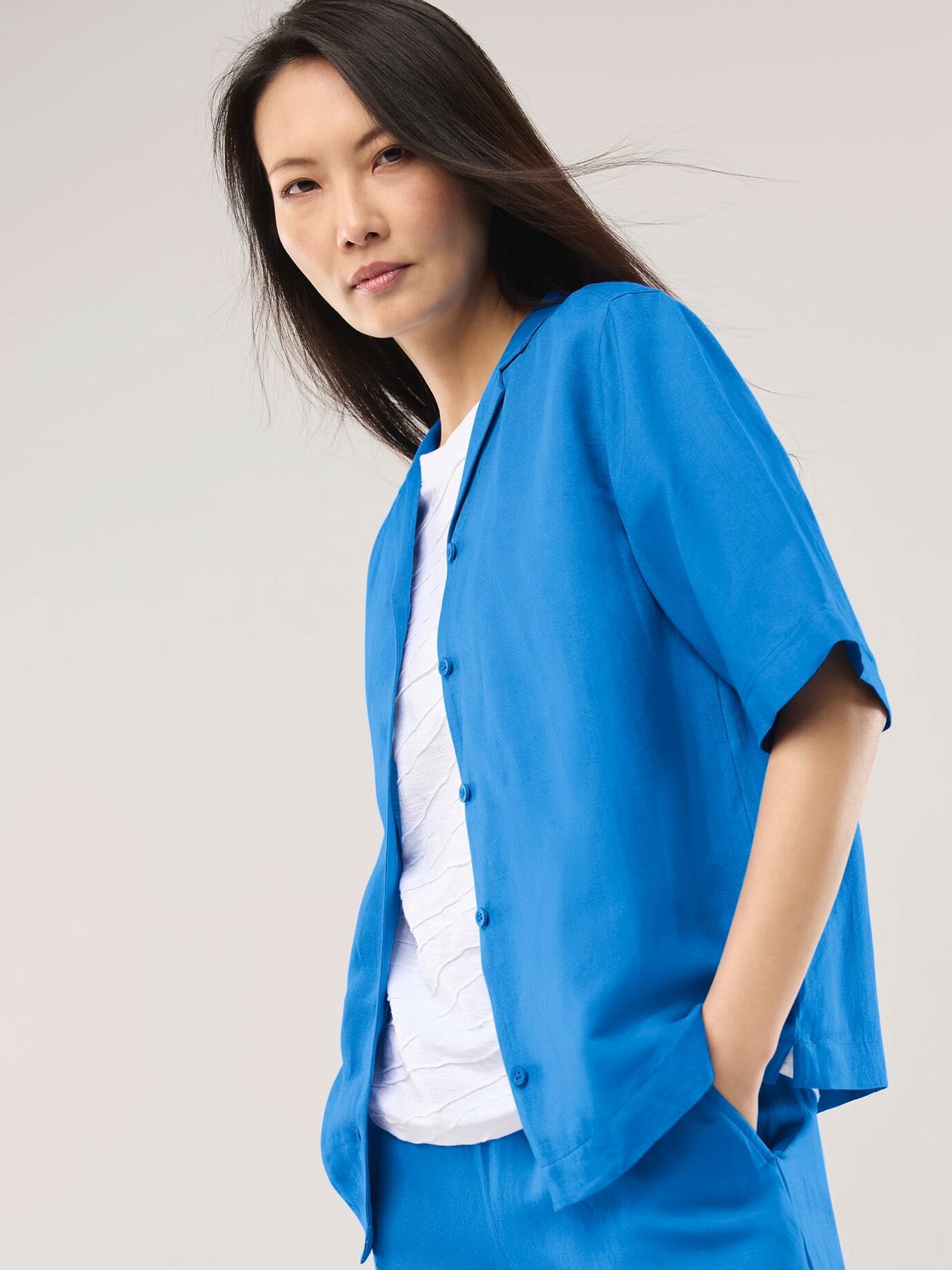 Reverskragen Bluse Leinenmix