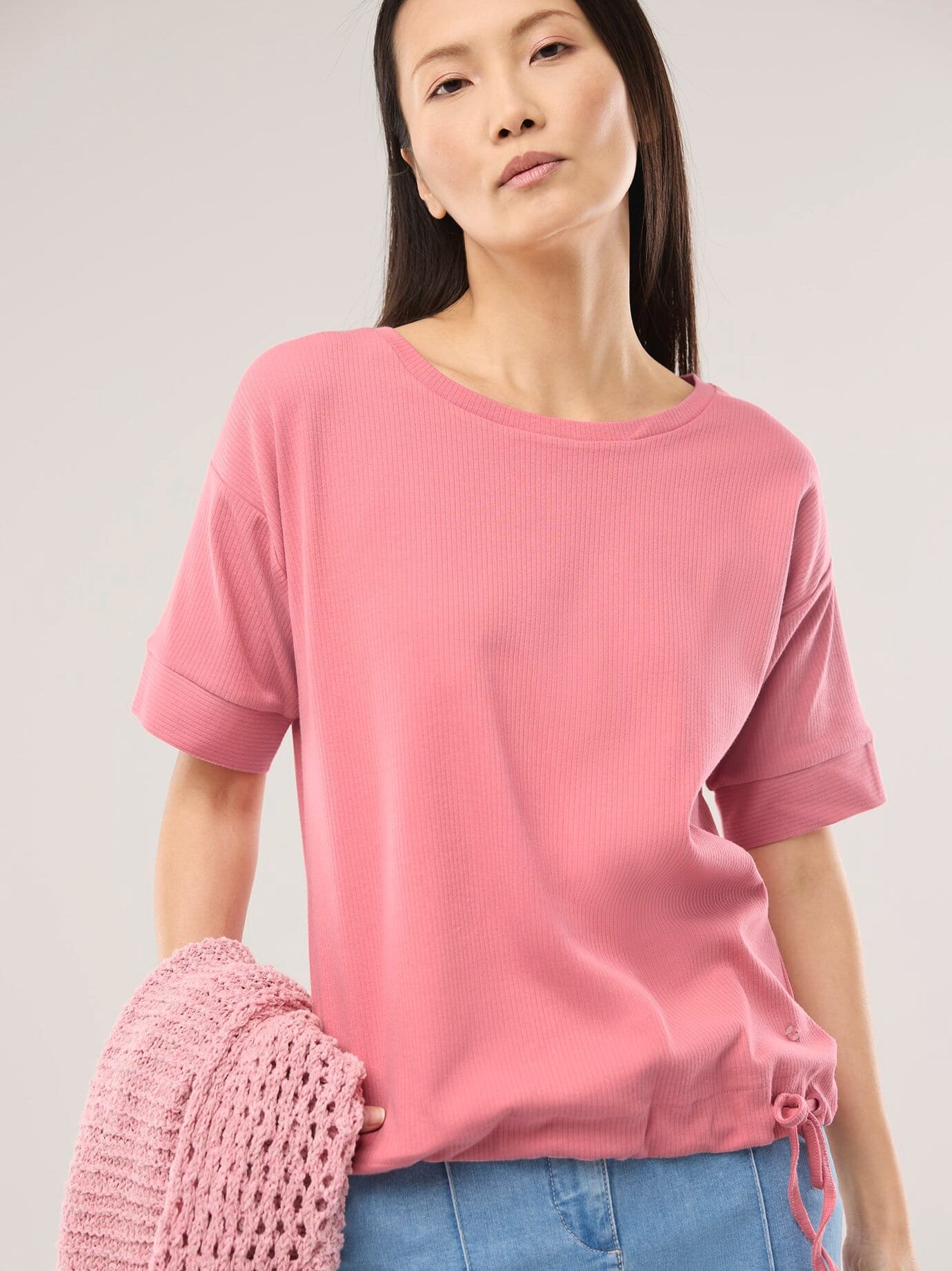 Blousonshirt in Rippenstruktur