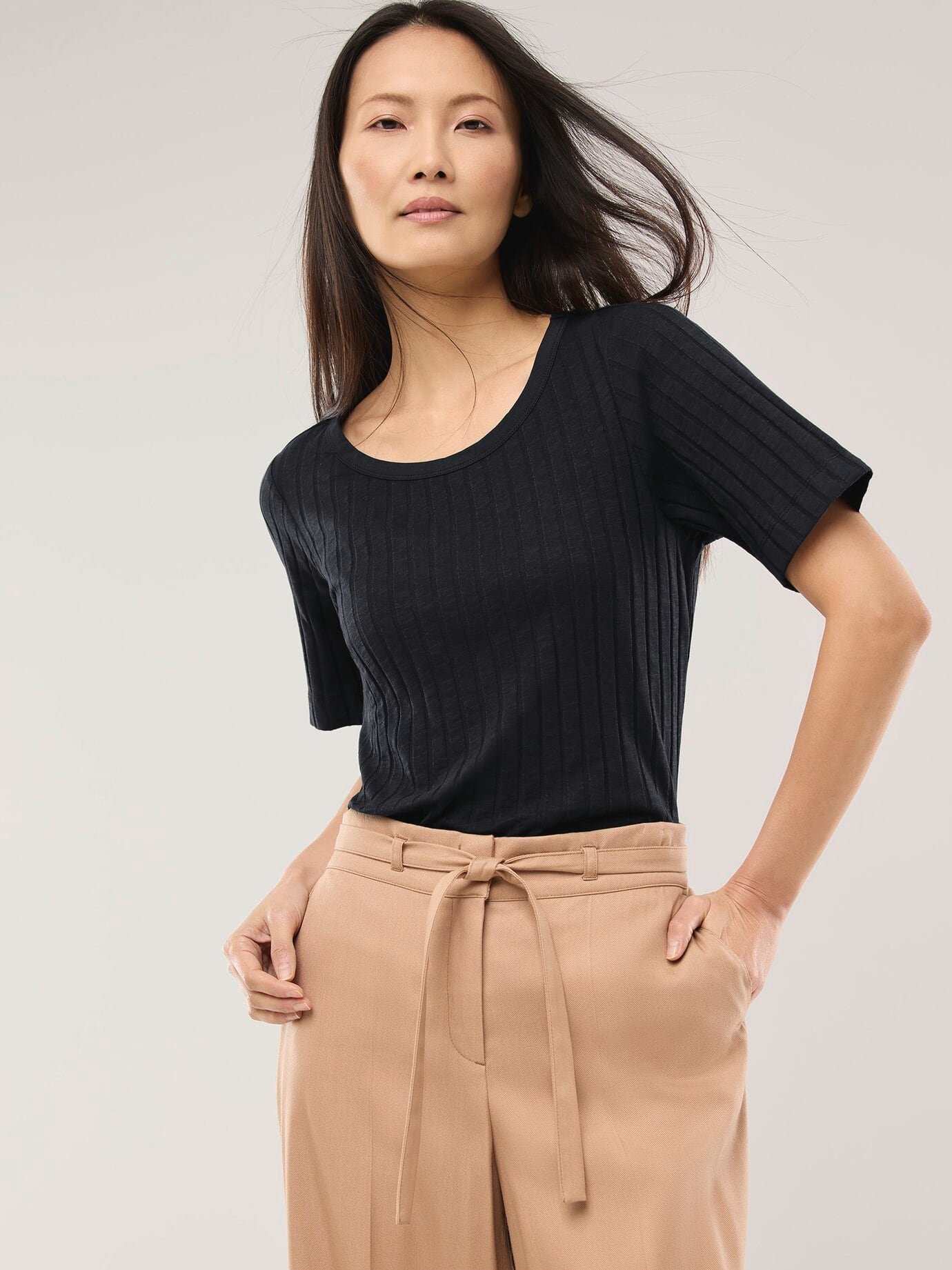 Baumwollshirt Rippenstruktur