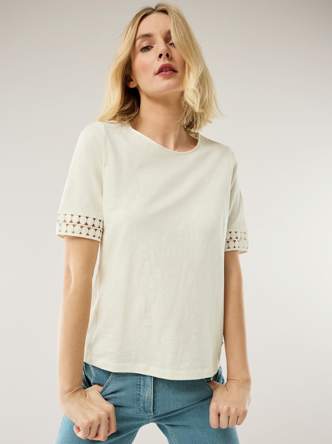 Baumwollshirt Dekospitze