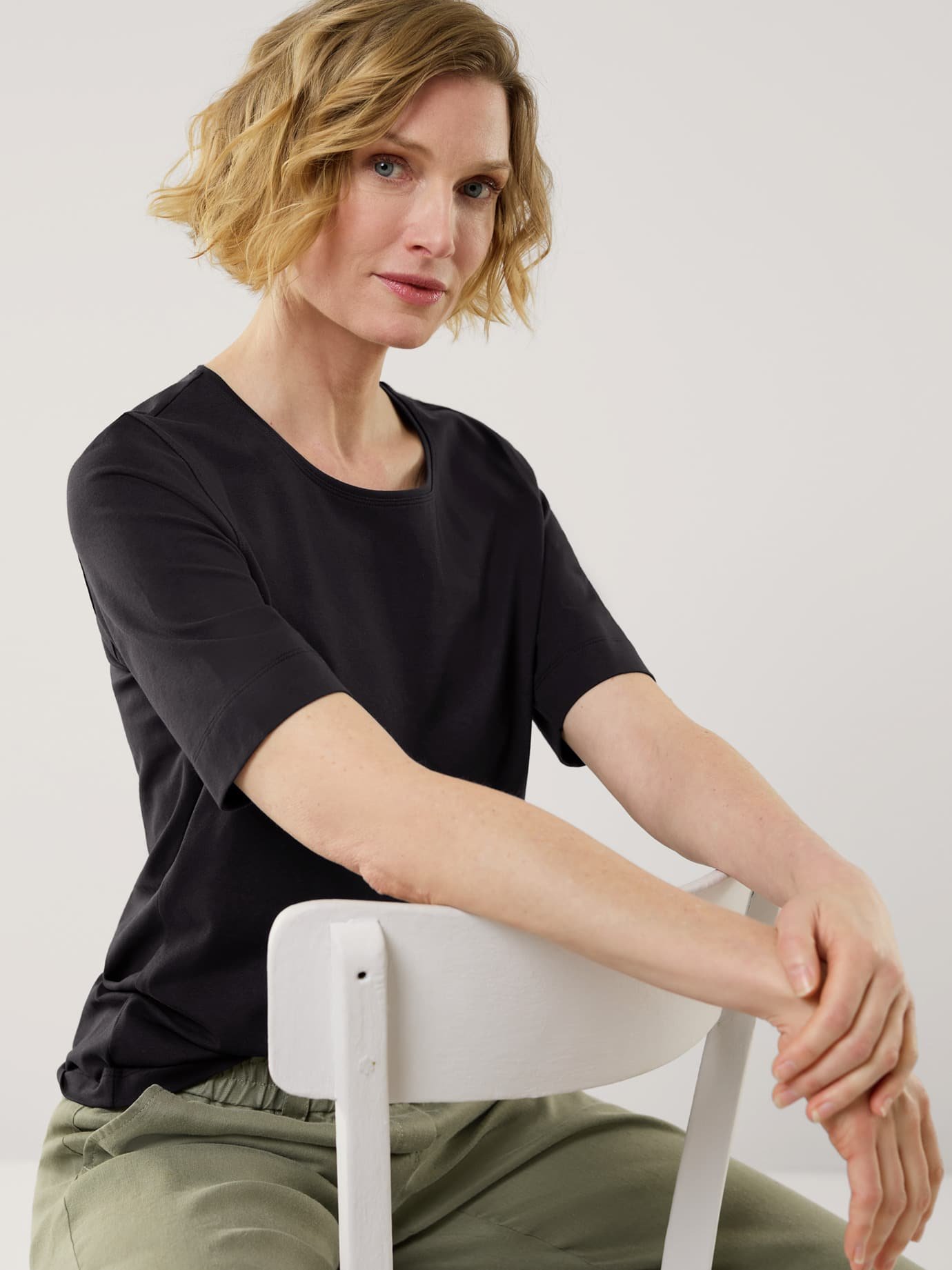 Baumwoll-Basic-Shirt Halbarm