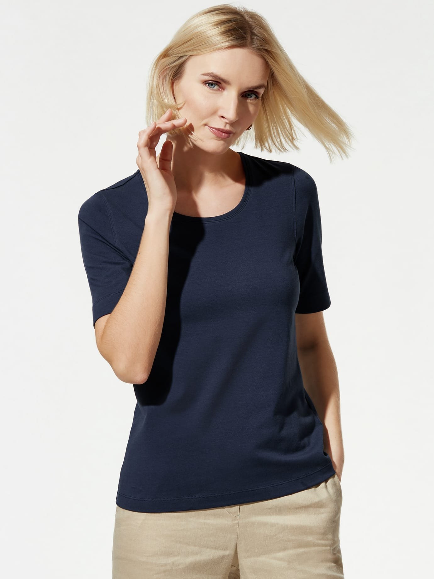 Baumwoll-Basic-Shirt Halbarm